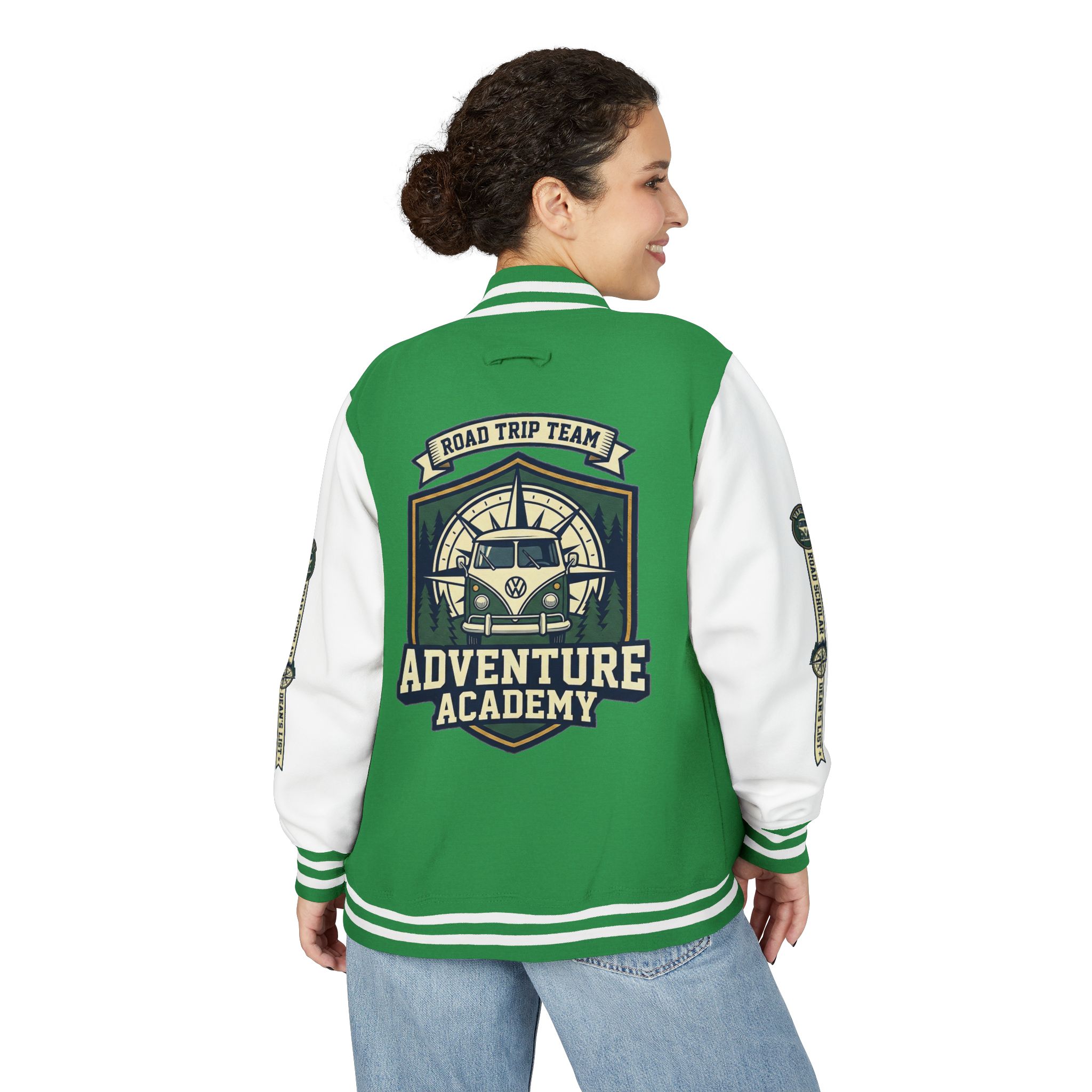 Unisex Heavyweight Letterman Jacket (Awdis) —"Adventure Academy" Road Trip Team Varsity Jacket