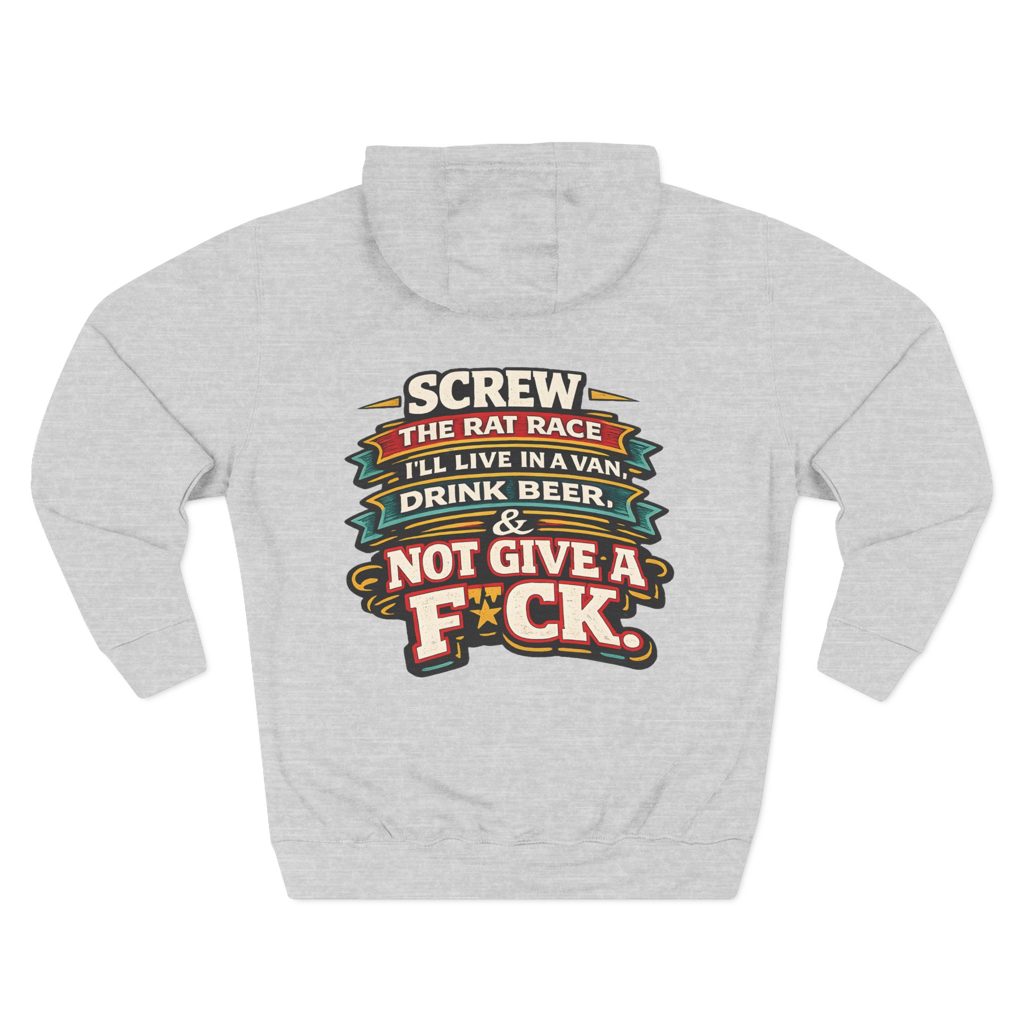 14175185097344706166_2048.jpeg Three-Panel Fleece Hoodie - "Screw The Rat Race" Design F**K-Line