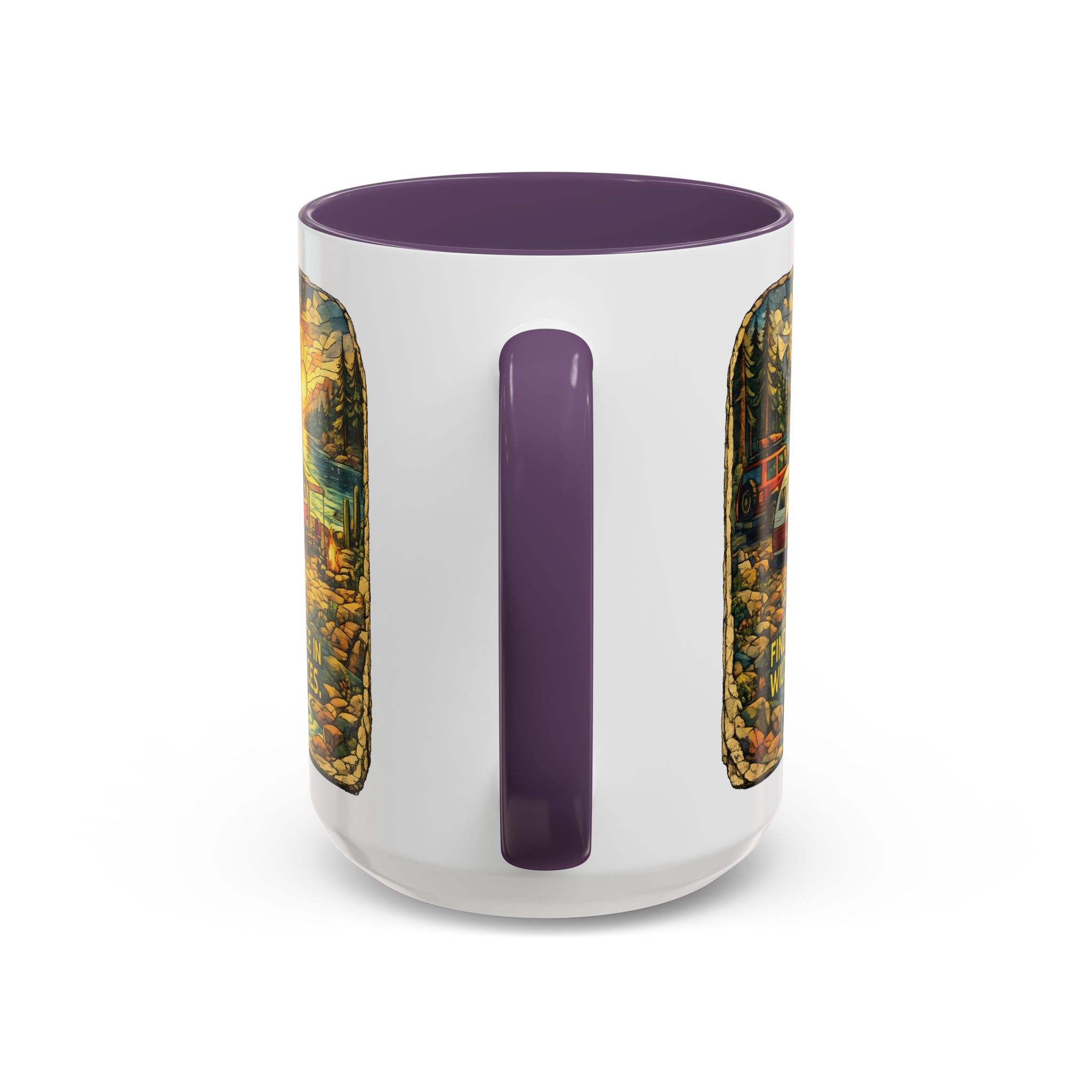 Accent Coffee Mug (11, 15oz) — "Find Peace In Wild Places" Design Cubic-Line