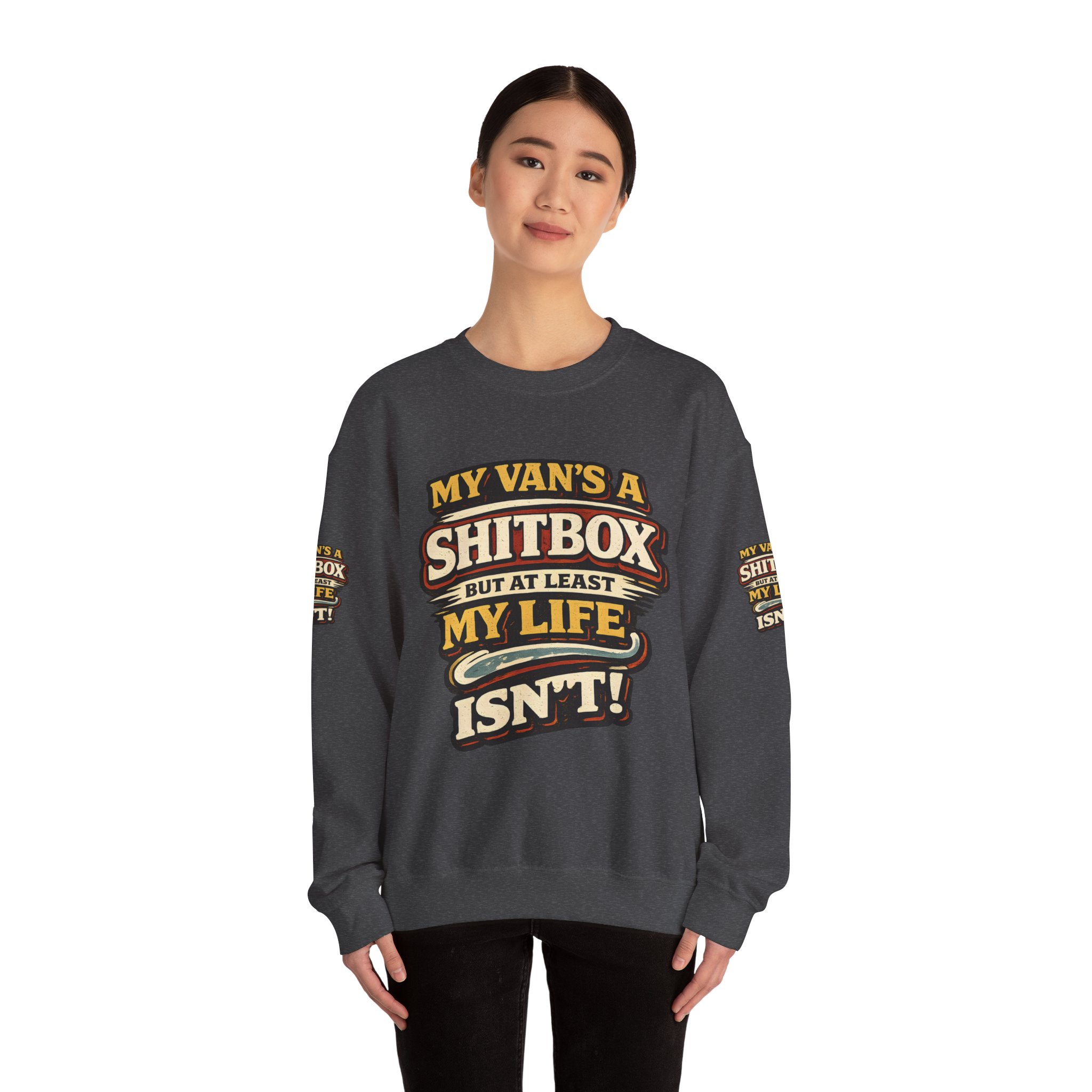 1418291303412887184_2048.jpeg Unisex Heavy Blend™ Crewneck Sweatshirt — "My Van`s A Shitbox" Design F**K-Line