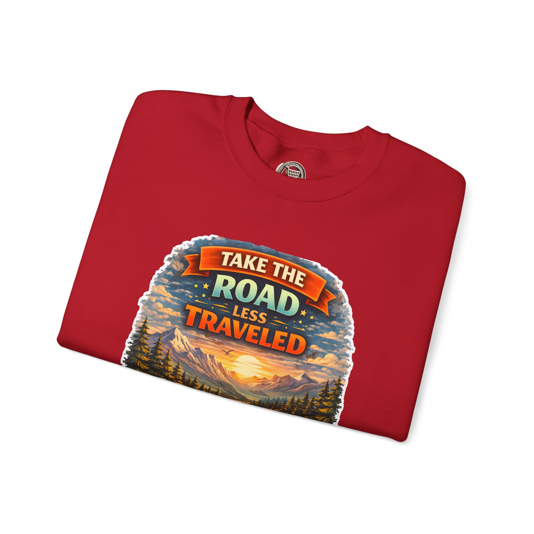 14185949410199623810_2048.jpeg Unisex Heavy Blend™ Crewneck Sweatshirt — "Take The Road Less Traveled" Design Scenic-Line