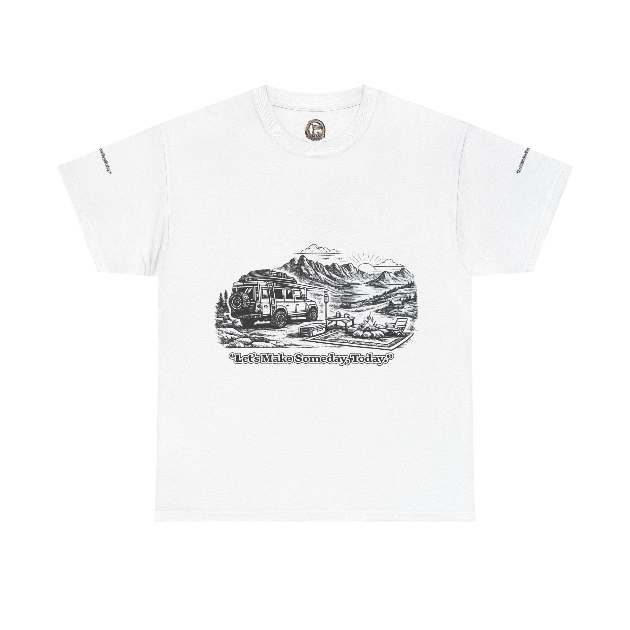 14187419794503082488_2048.jpeg Unisex Heavy Cotton Tee — "Lets make Someday, Today?" Design Minimal-Line