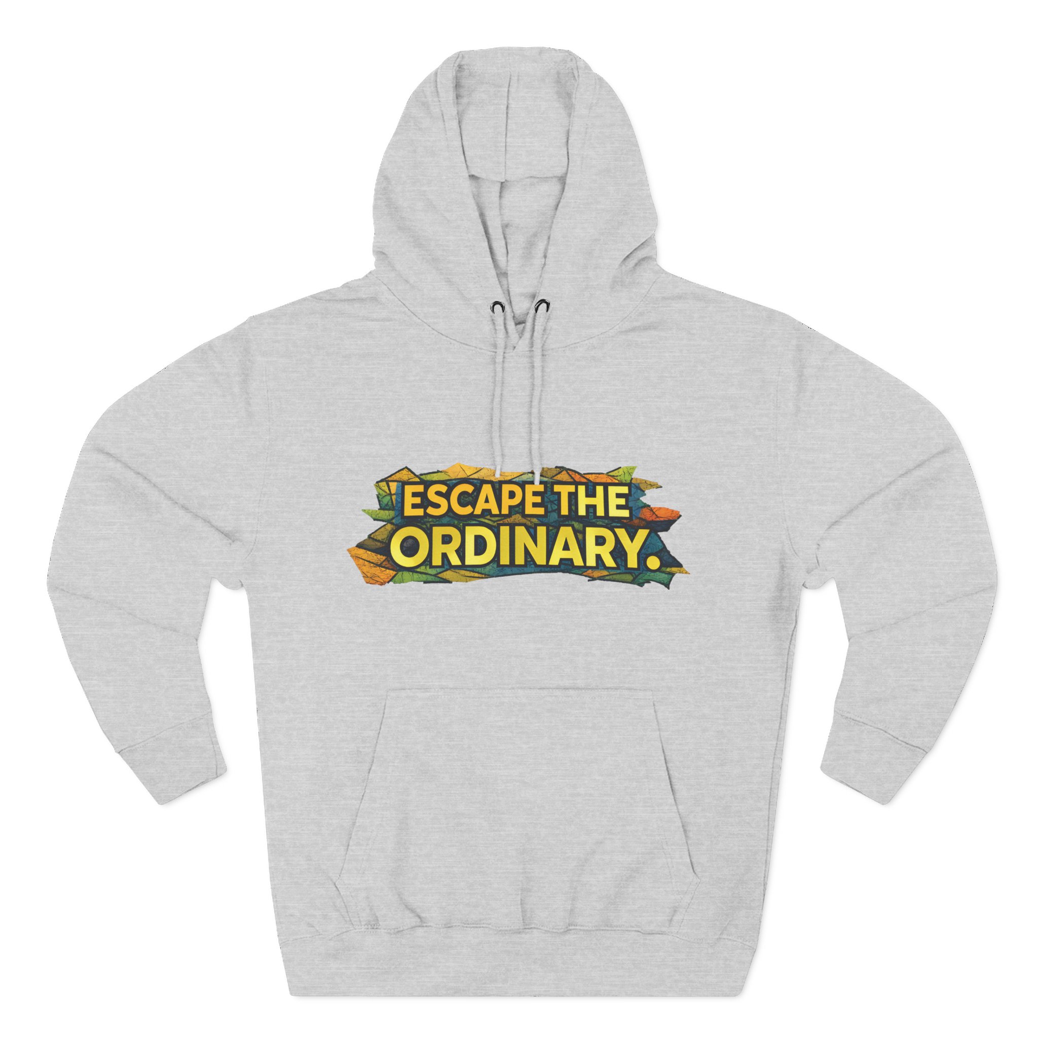 Three-Panel Fleece Hoodie - "Escape The Ordinary" Design Cubic-Line