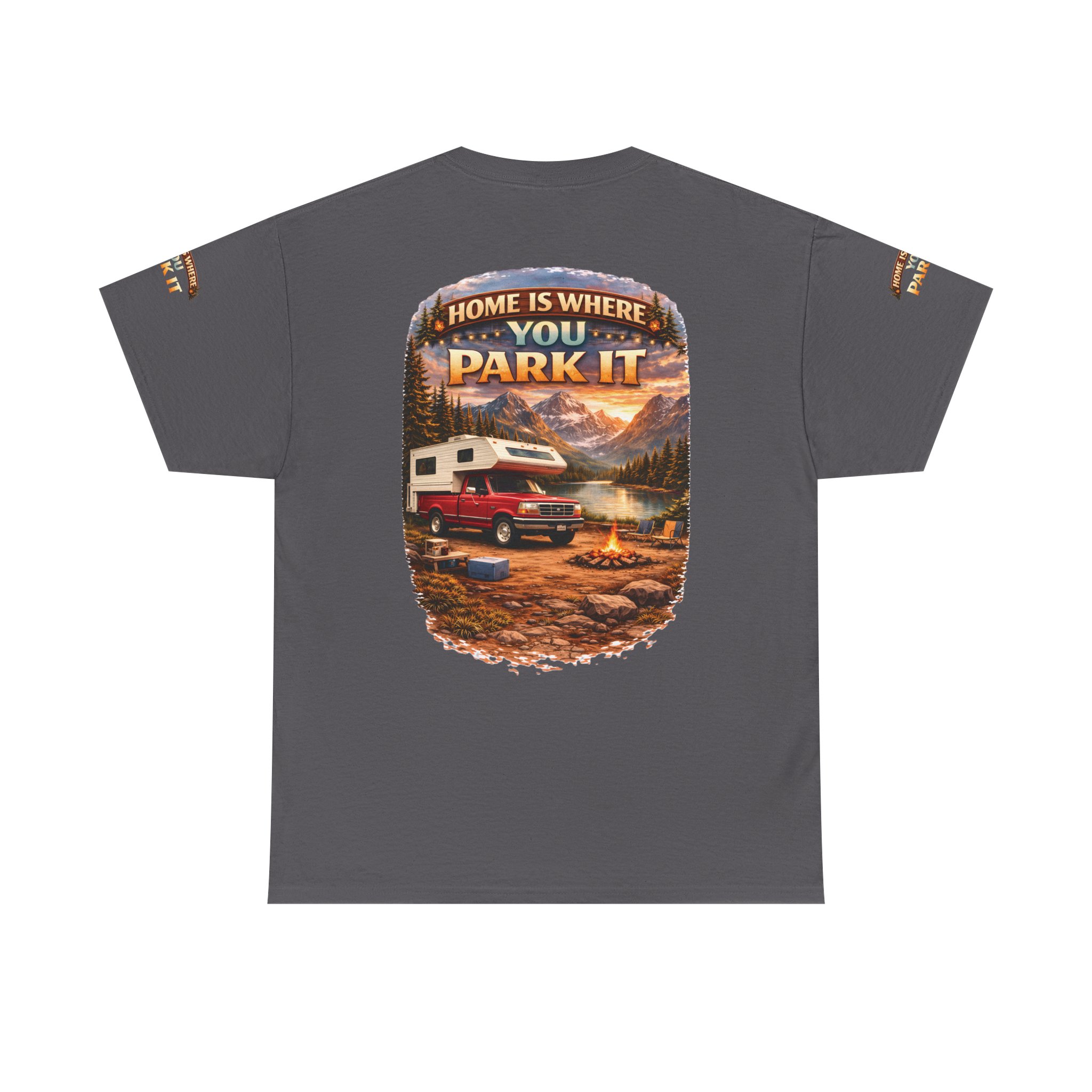 14198208524179439341_2048.jpeg Unisex Heavy Cotton Tee — "Home Is Where You Park It" Design Scenic-Line