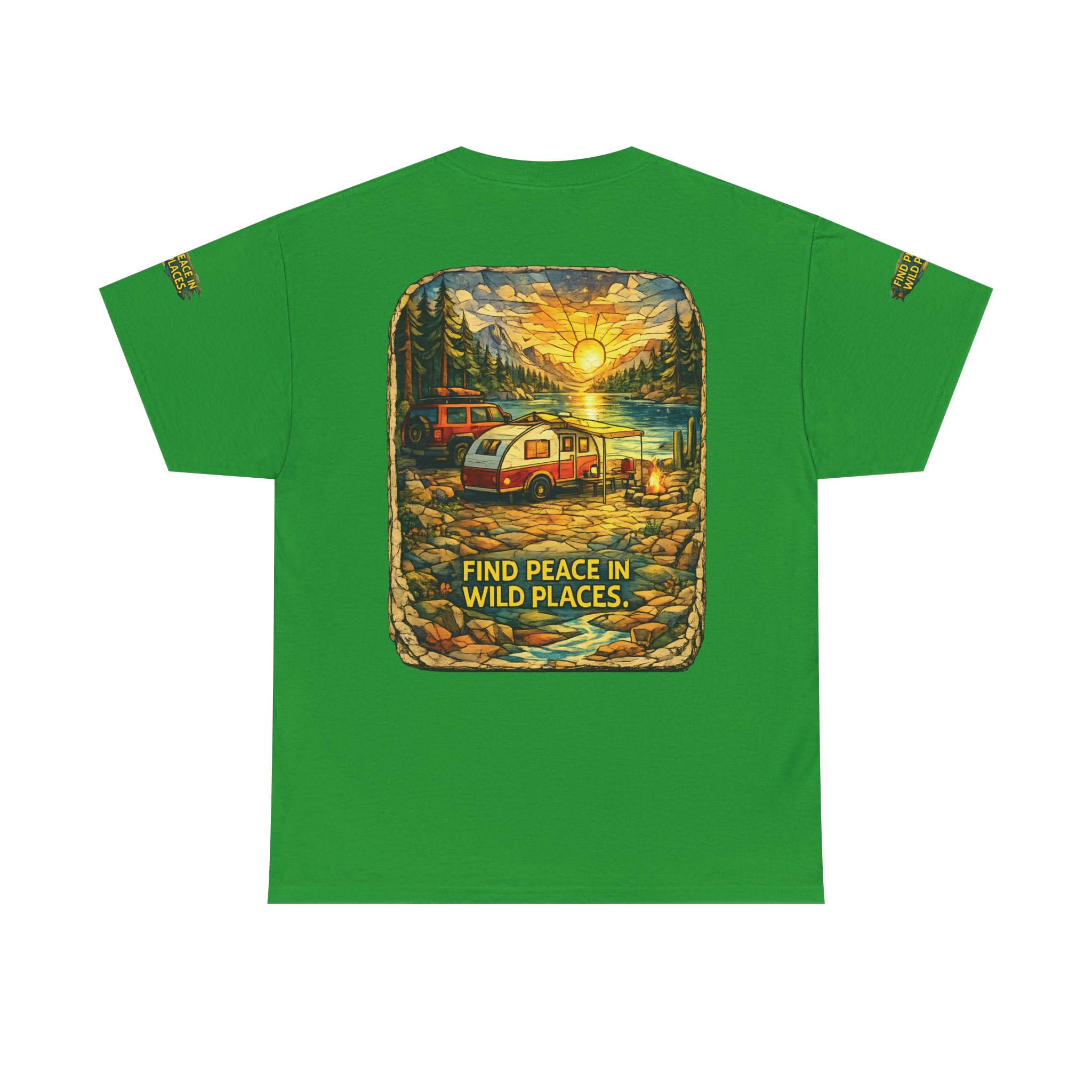 Unisex Heavy Cotton Tee — "Find Peace In Wild Places" Design Cubic-Line