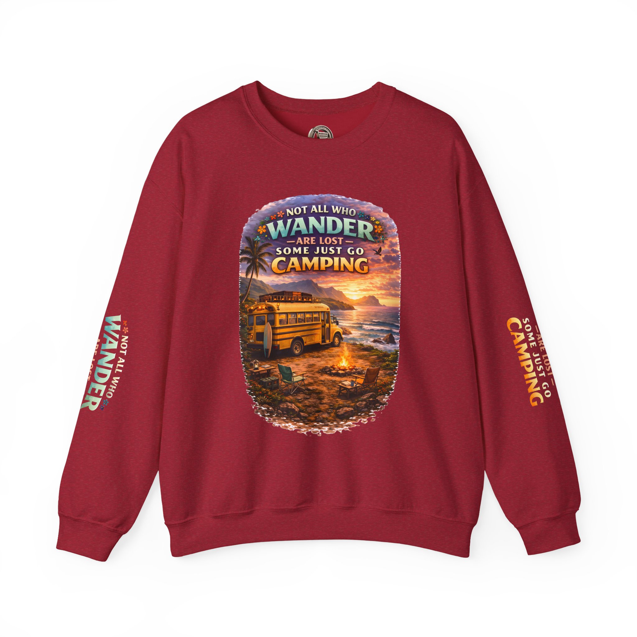 Unisex Heavy Blend™ Crewneck Sweatshirt — "Not All Who Wander Are Lost" Design Scenic-Line
