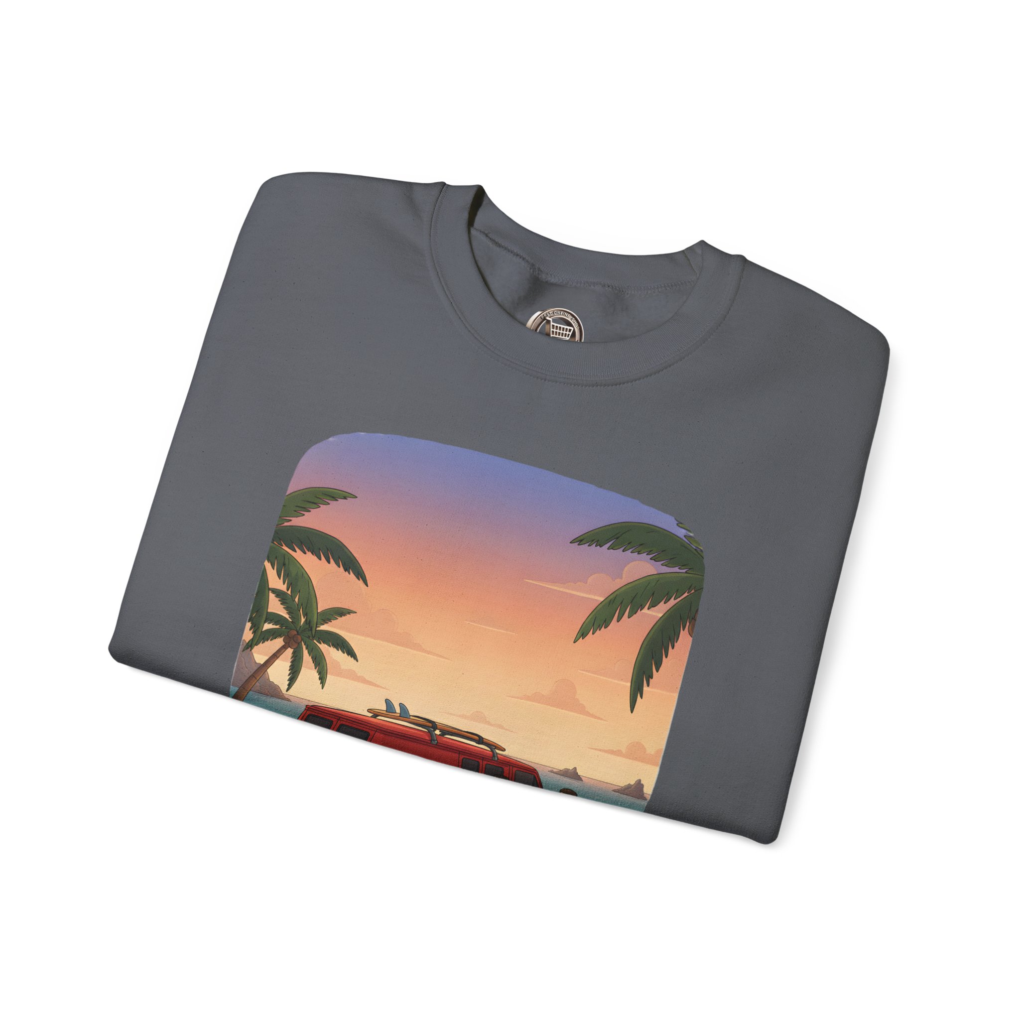Unisex Heavy Blend™ Crewneck Sweatshirt — "Ocean Air Salty Hair Van Life" Design Sitcom-Line
