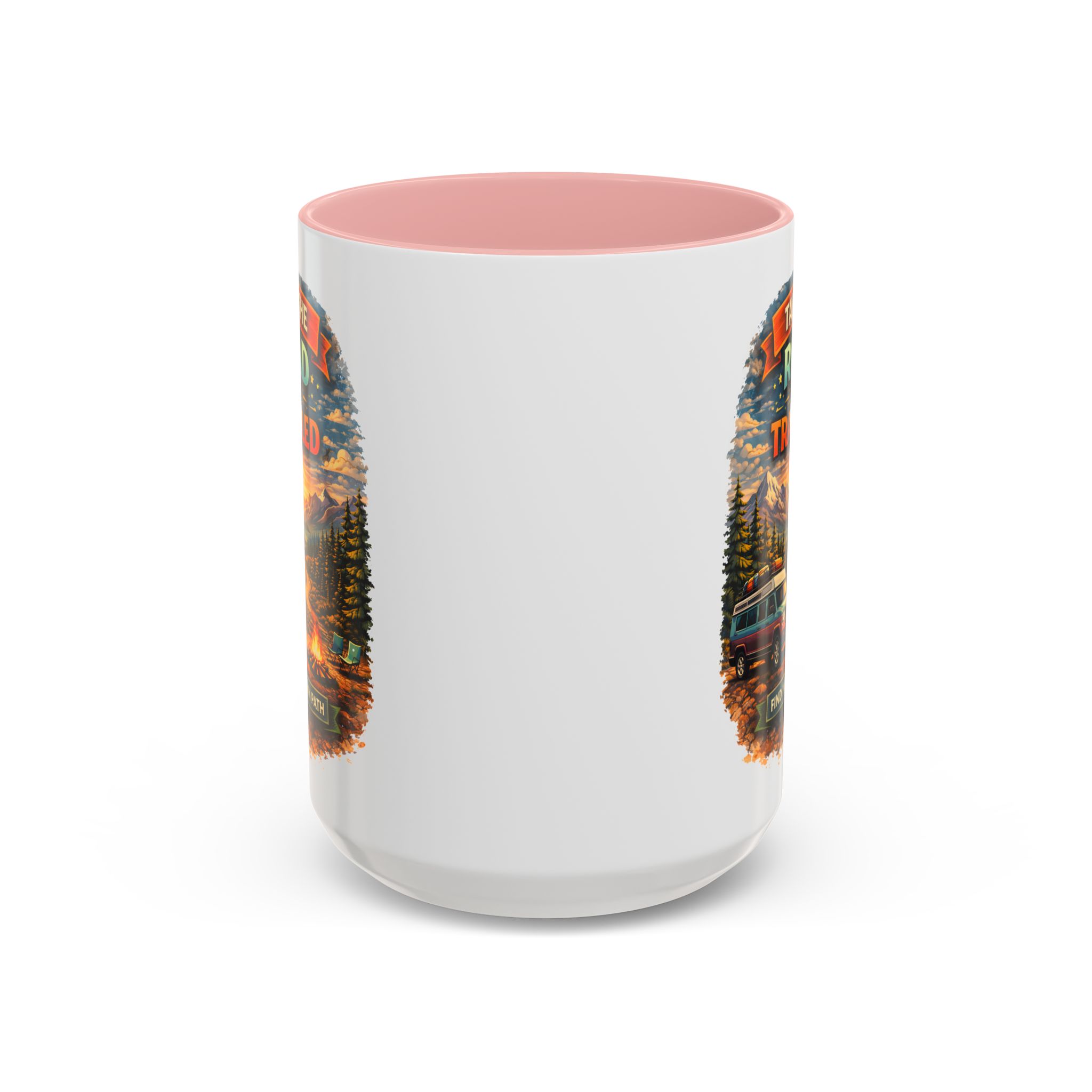 14209821924963994533_2048.jpeg Accent Coffee Mug (11, 15oz) — "Take The Road Less Traveled" Design Scenic-Line