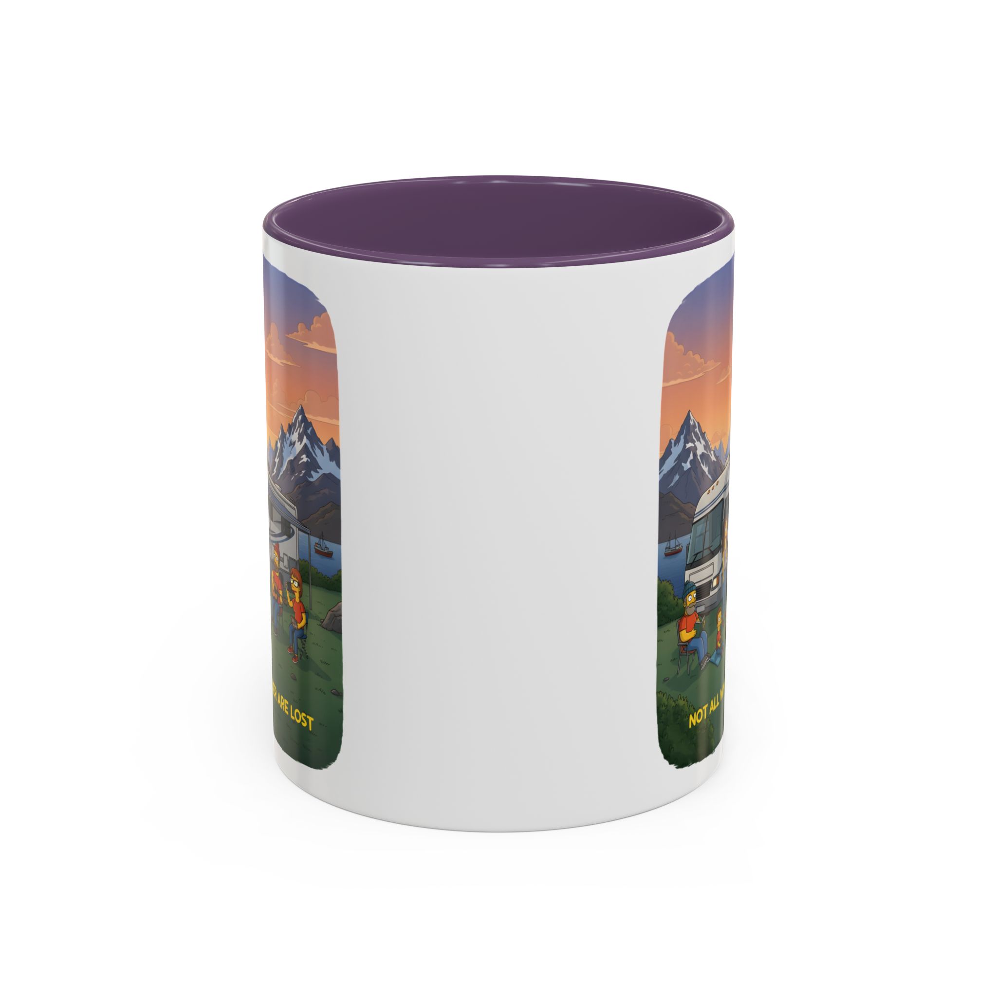 Accent Coffee Mug (11, 15oz) — "Not All Who Wander Are Lost" Design Sitcom-Line
