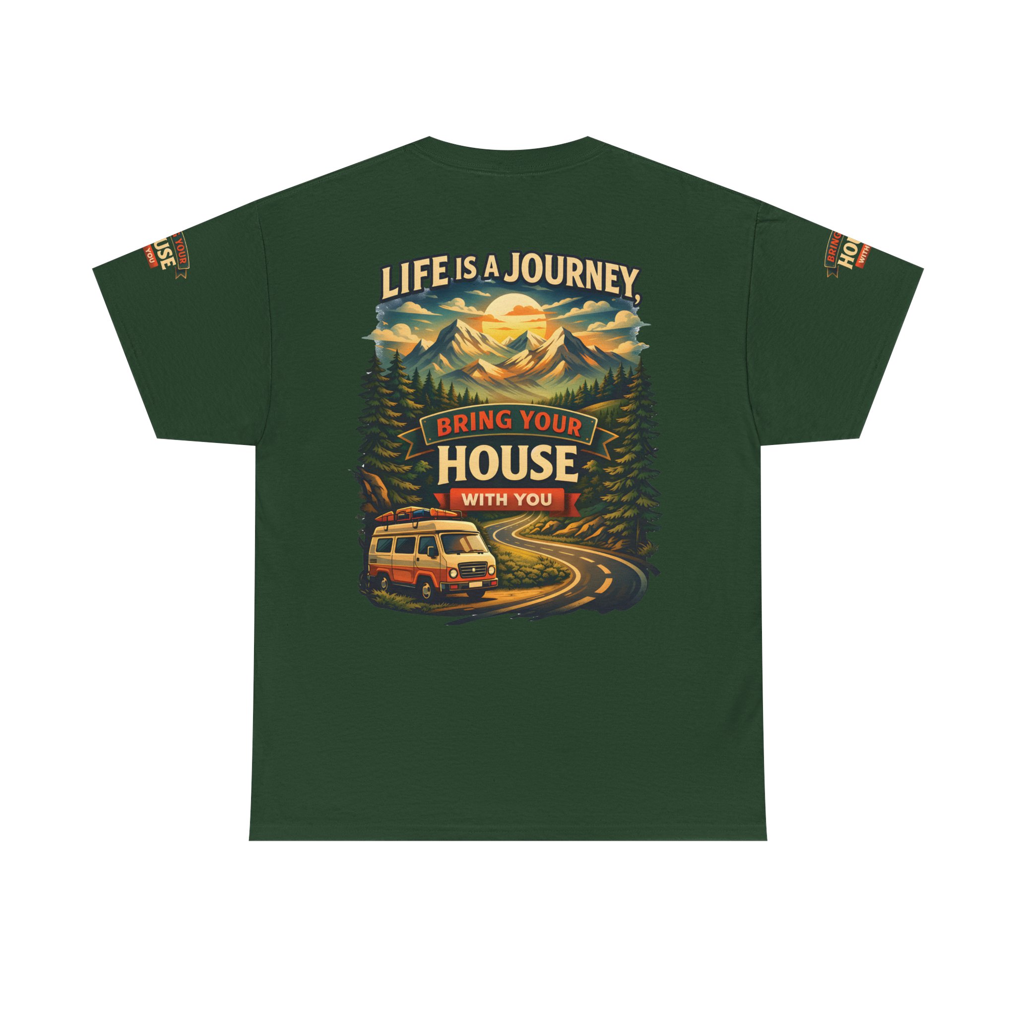 14215494310358842079_2048.jpeg Unisex Heavy Cotton Tee — "Live Is A Journey-Bring Your House With You" Design Scenic-Line
