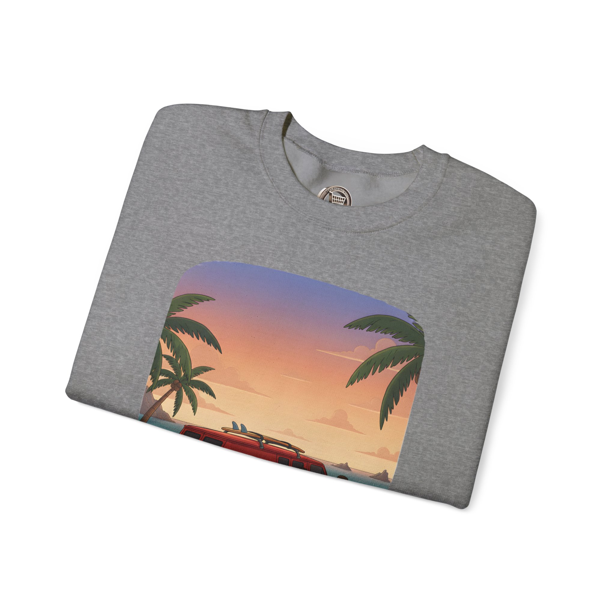Unisex Heavy Blend™ Crewneck Sweatshirt — "Ocean Air Salty Hair Van Life" Design Sitcom-Line