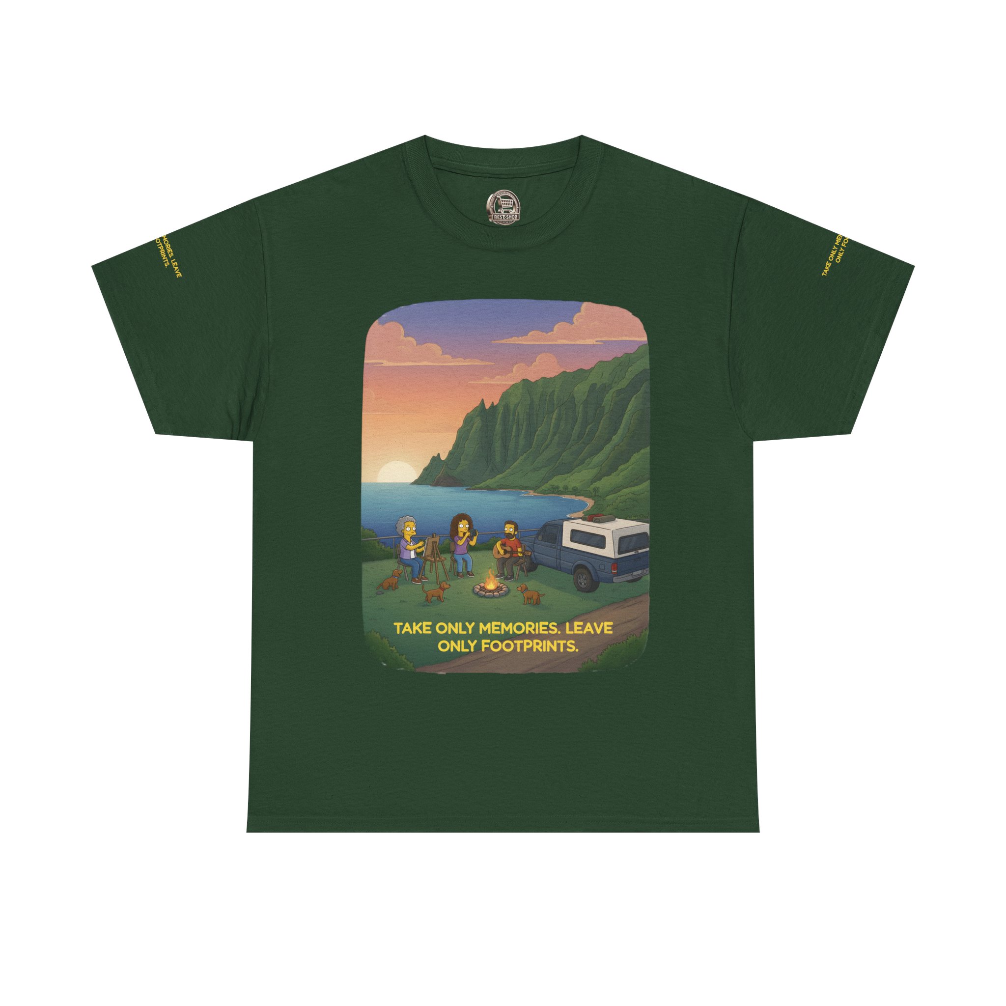 Unisex Heavy Cotton Tee — "Take Only Memories-Leave Only Footprints" Design Sitcom-Line