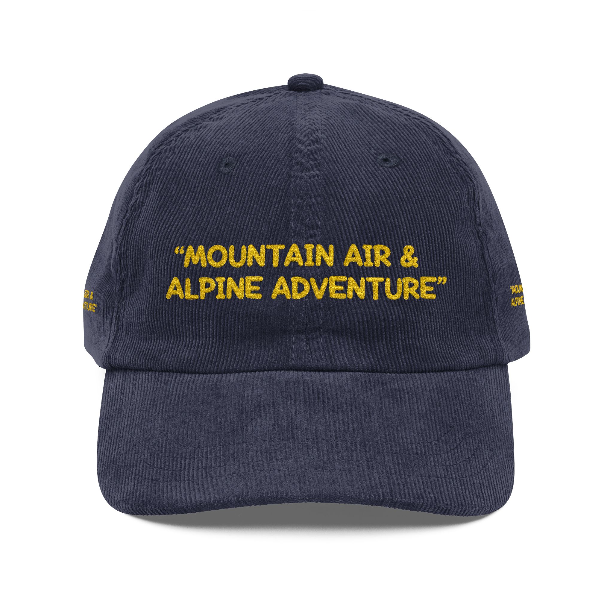 Vintage Corduroy Cap (Embroidery) — "Mountain Air & Alpine Adventure" Embroidered Hat