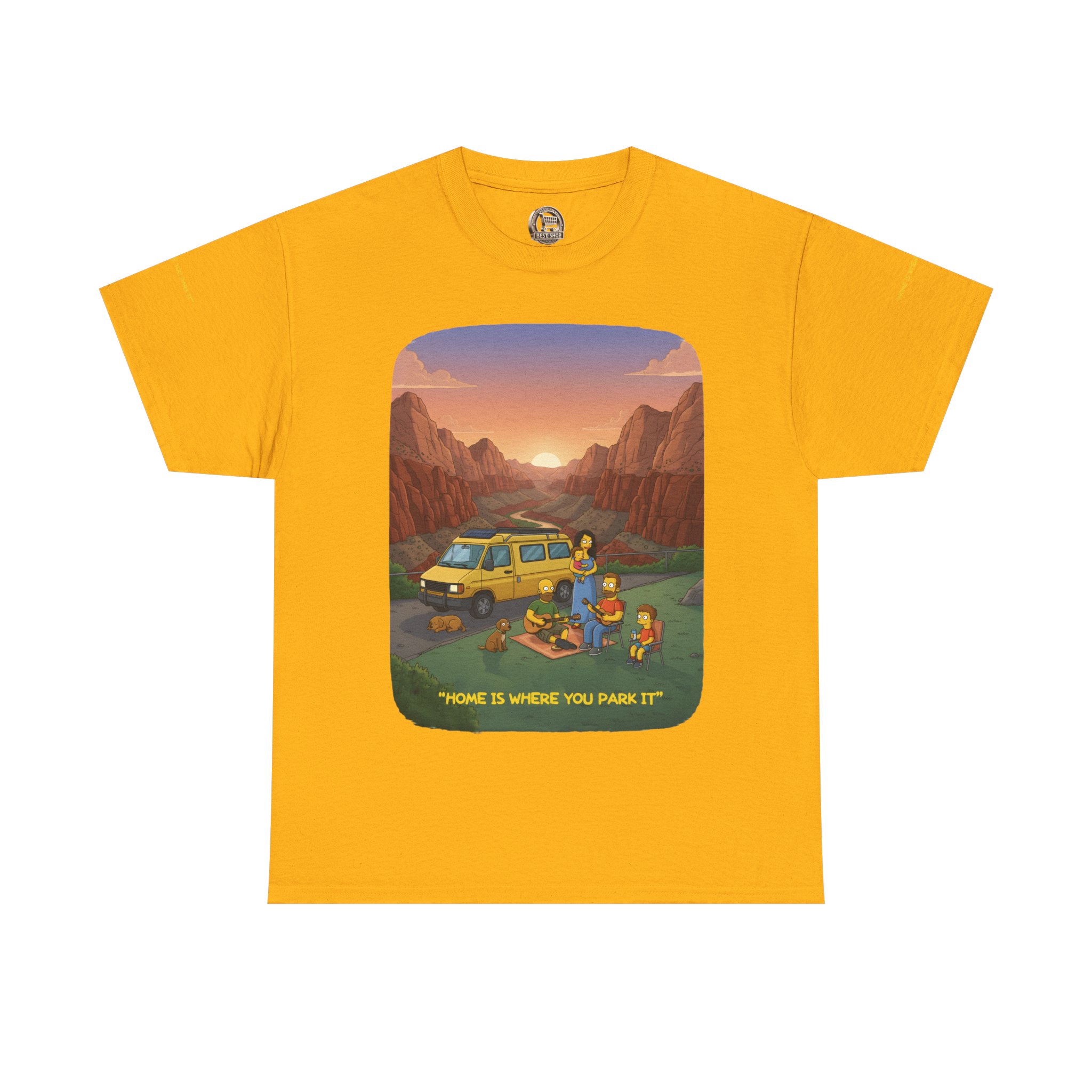 Unisex Heavy Cotton Tee — "Home Is Where You Park It" Design Sitcom-Line
