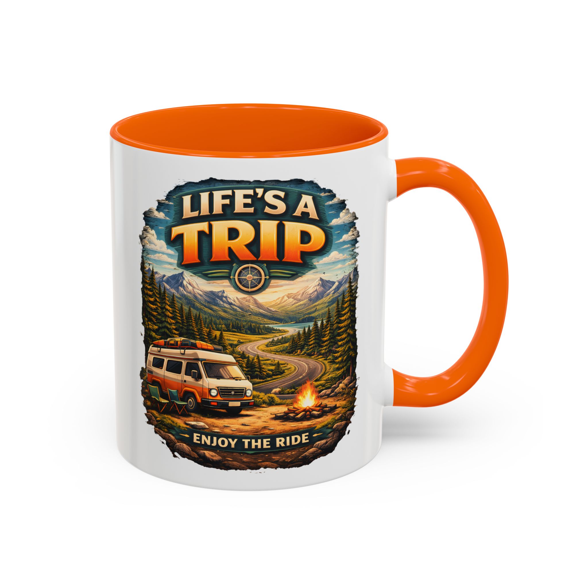 Accent Coffee Mug (11, 15oz) — "Life s A Trip" Design Scenic-Line