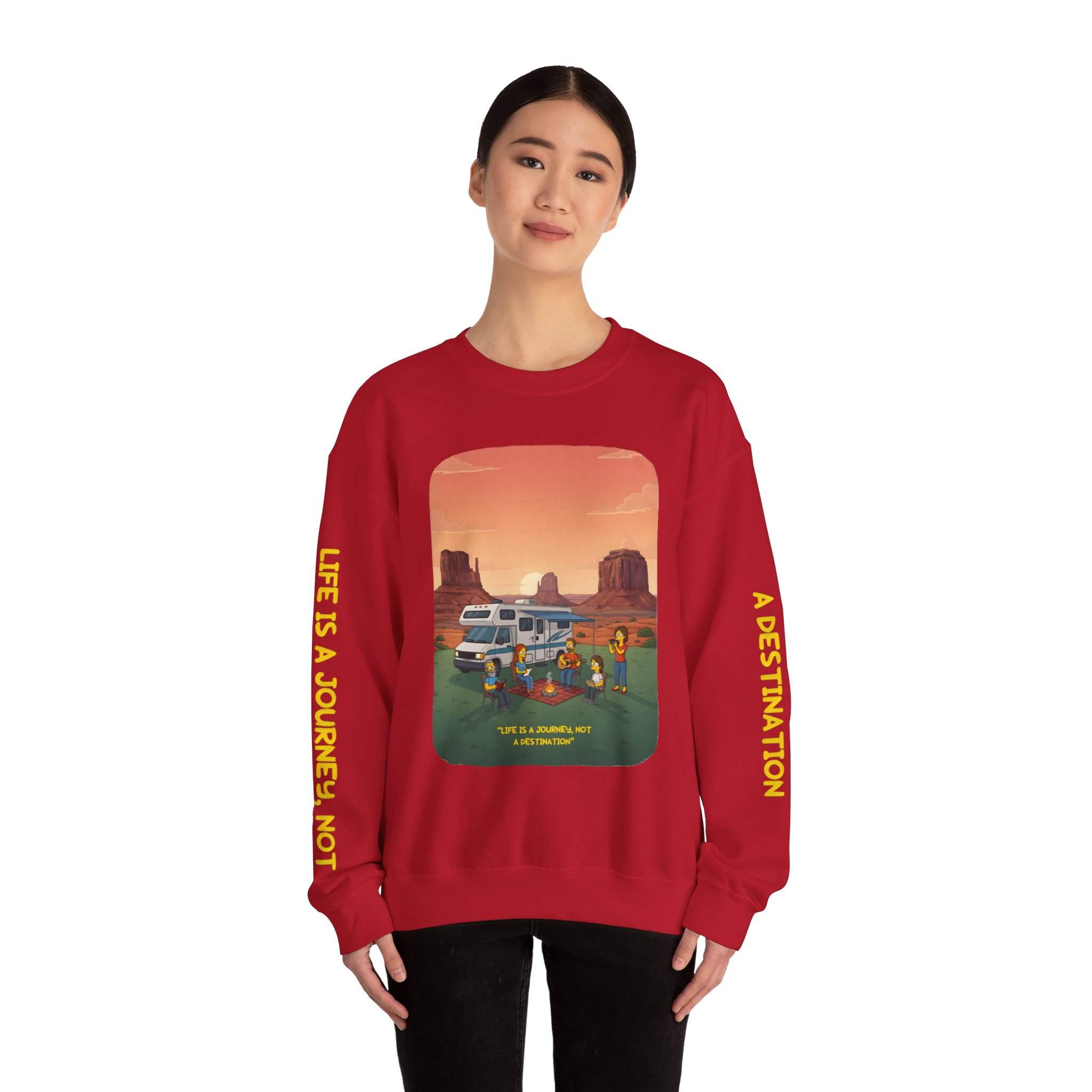 Unisex Heavy Blend™ Crewneck Sweatshirt — "Life Is A Journey-Not A Destination" Design Sitcom-Line