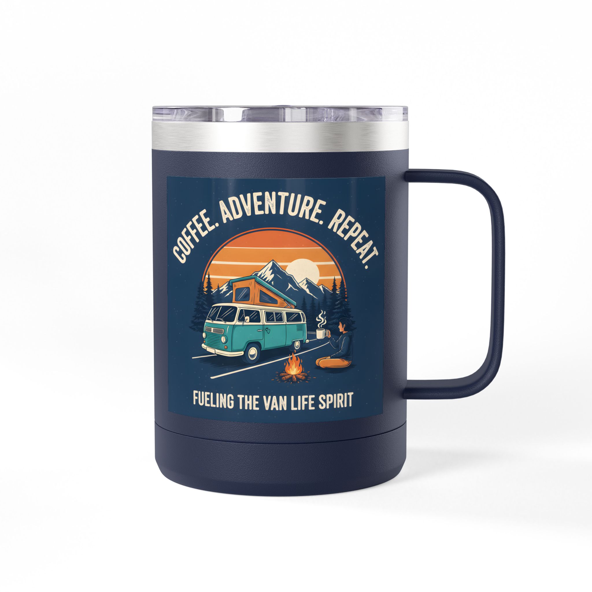 Coffee Mug Tumbler, 15oz — “Coffee. Adventure. Repeat.”