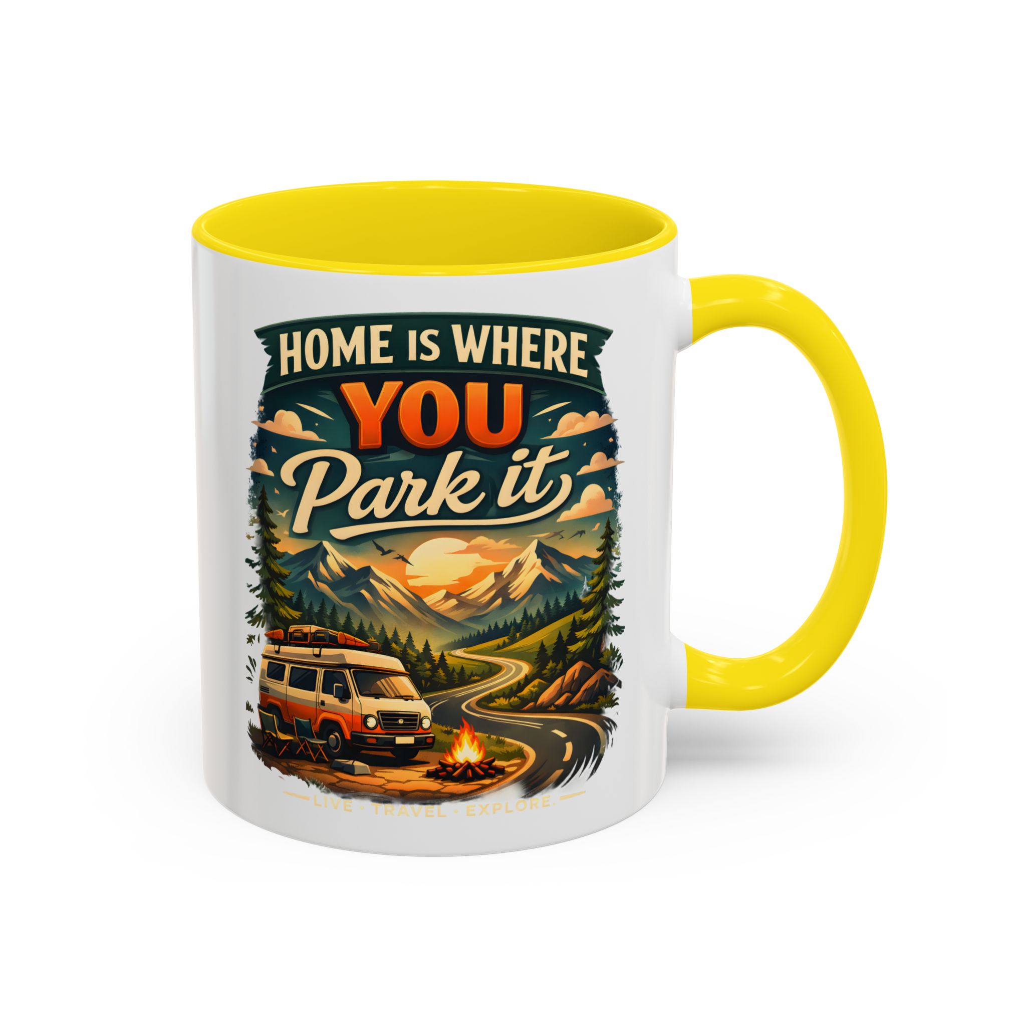 14234535453386991525_2048.jpeg Accent Coffee Mug (11, 15oz) — "Home Is Where You Park It" Design Scenic-Line