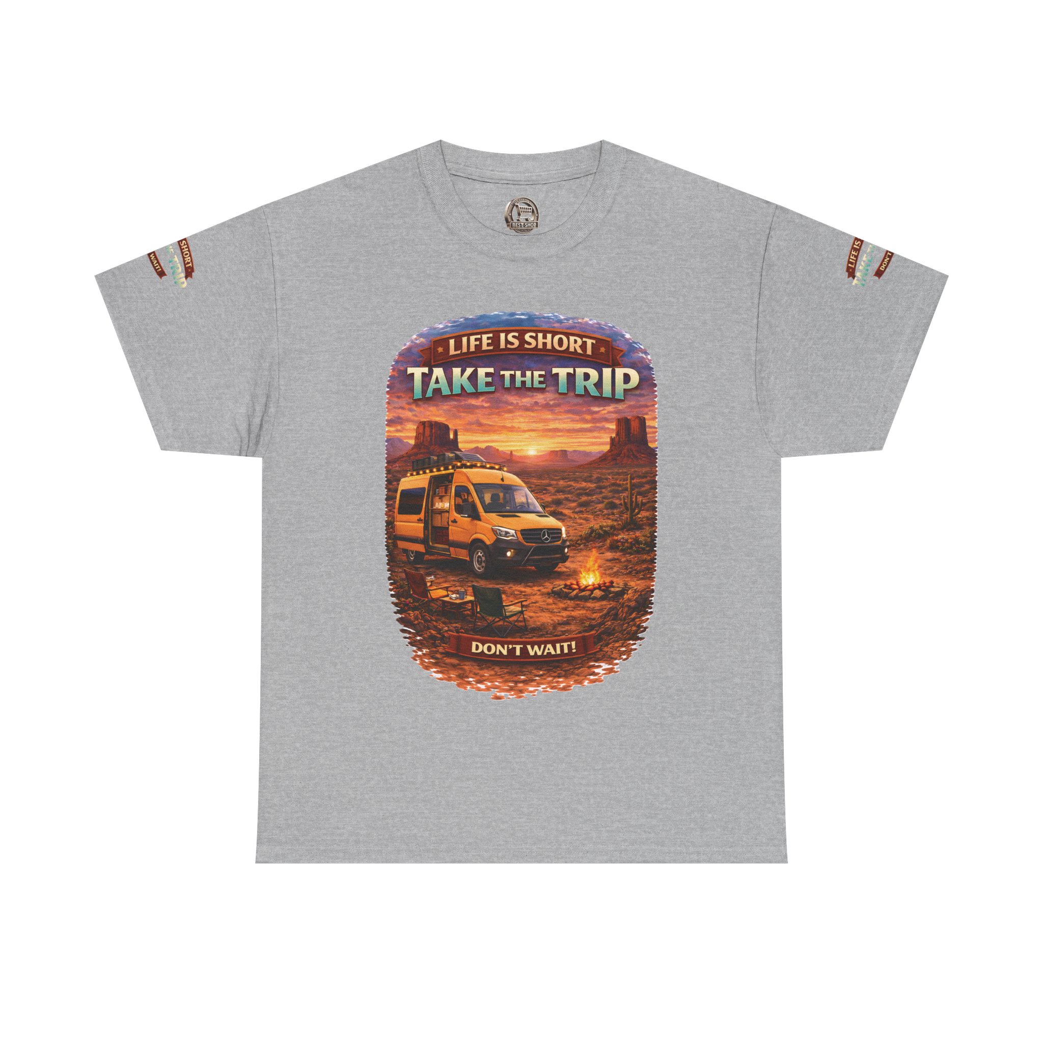 Unisex Heavy Cotton Tee — "Life Is To Short-Take The Trip" Design Scenic-Line