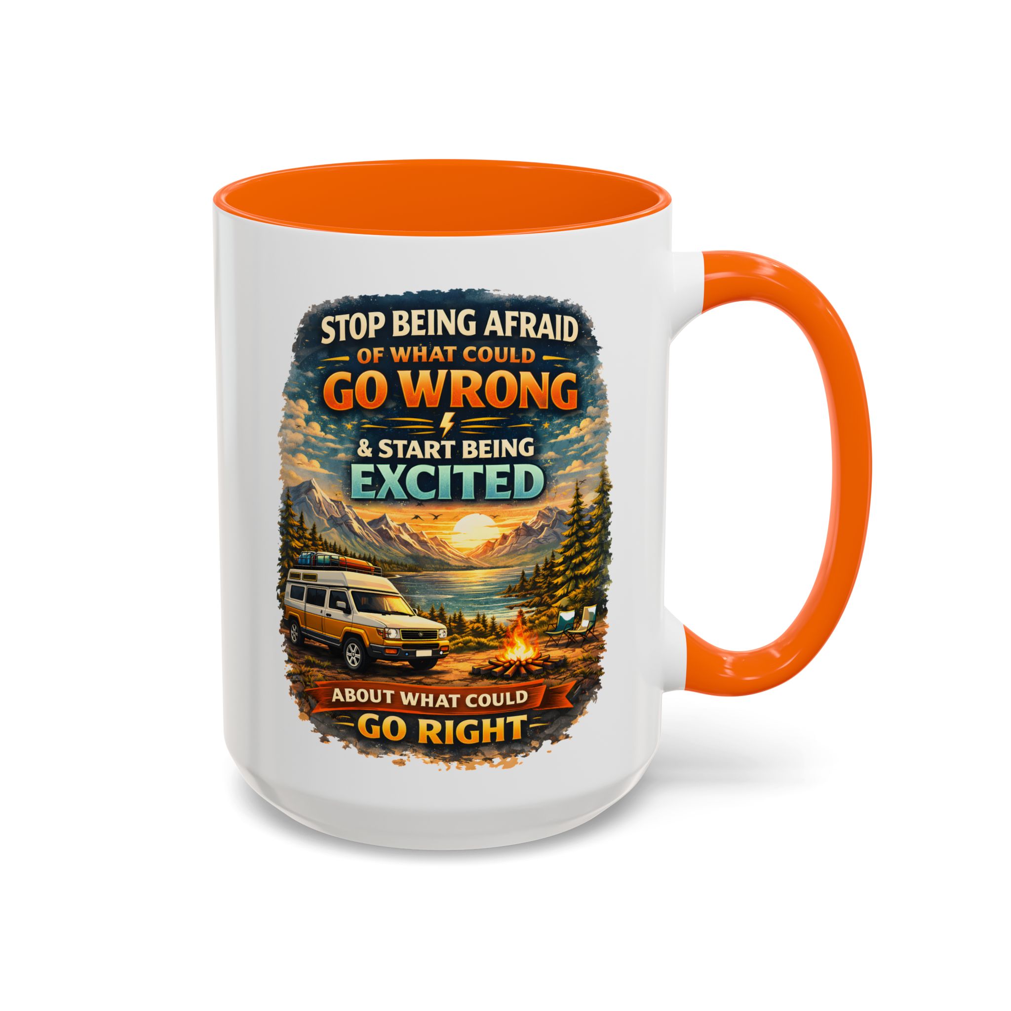 Accent Coffee Mug (11, 15oz) — "Stop Being Afraid Of What Could Go Wrong" Design Scenic-Line
