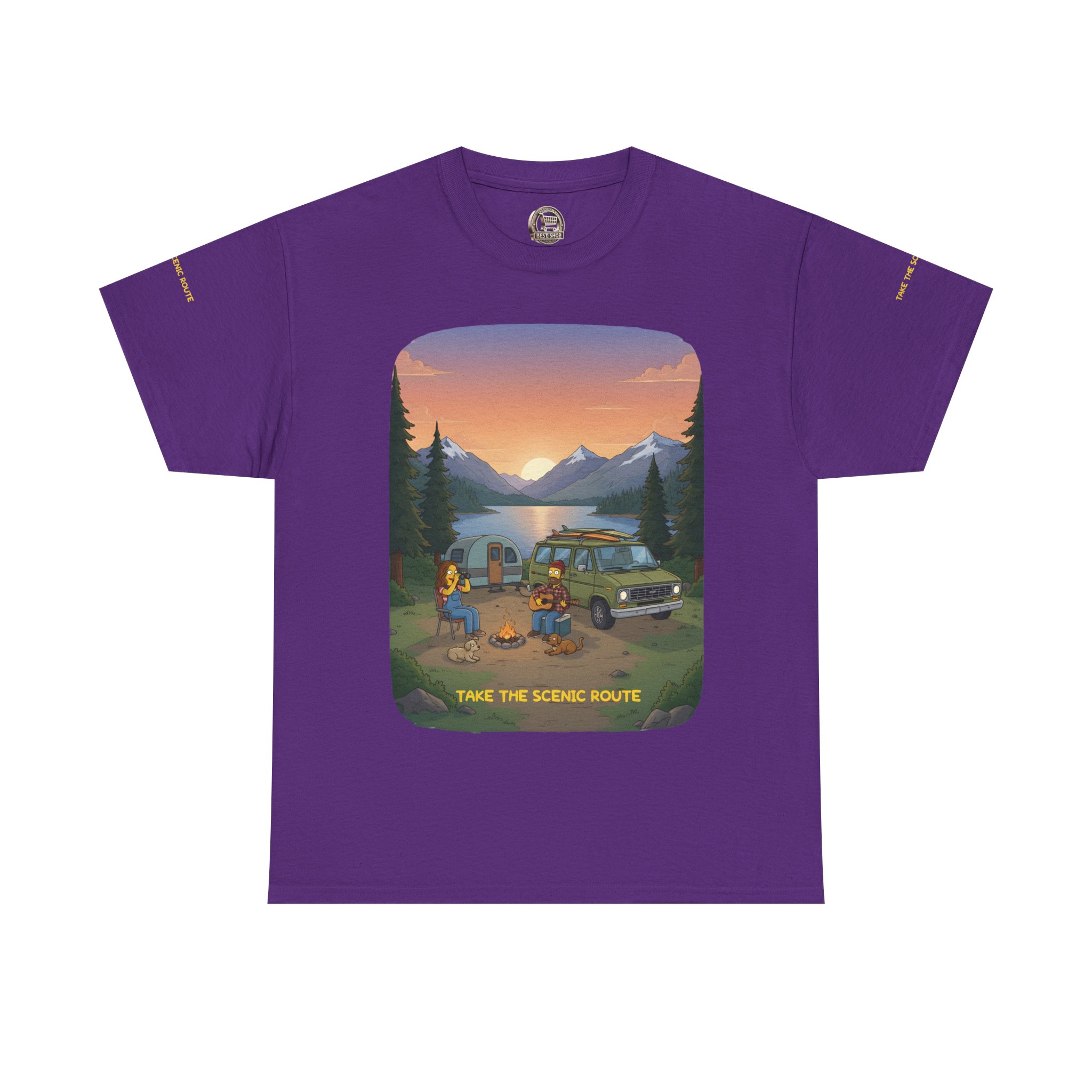 Unisex Heavy Cotton Tee — "Take The Scenic Route" Design Sitcom-Line