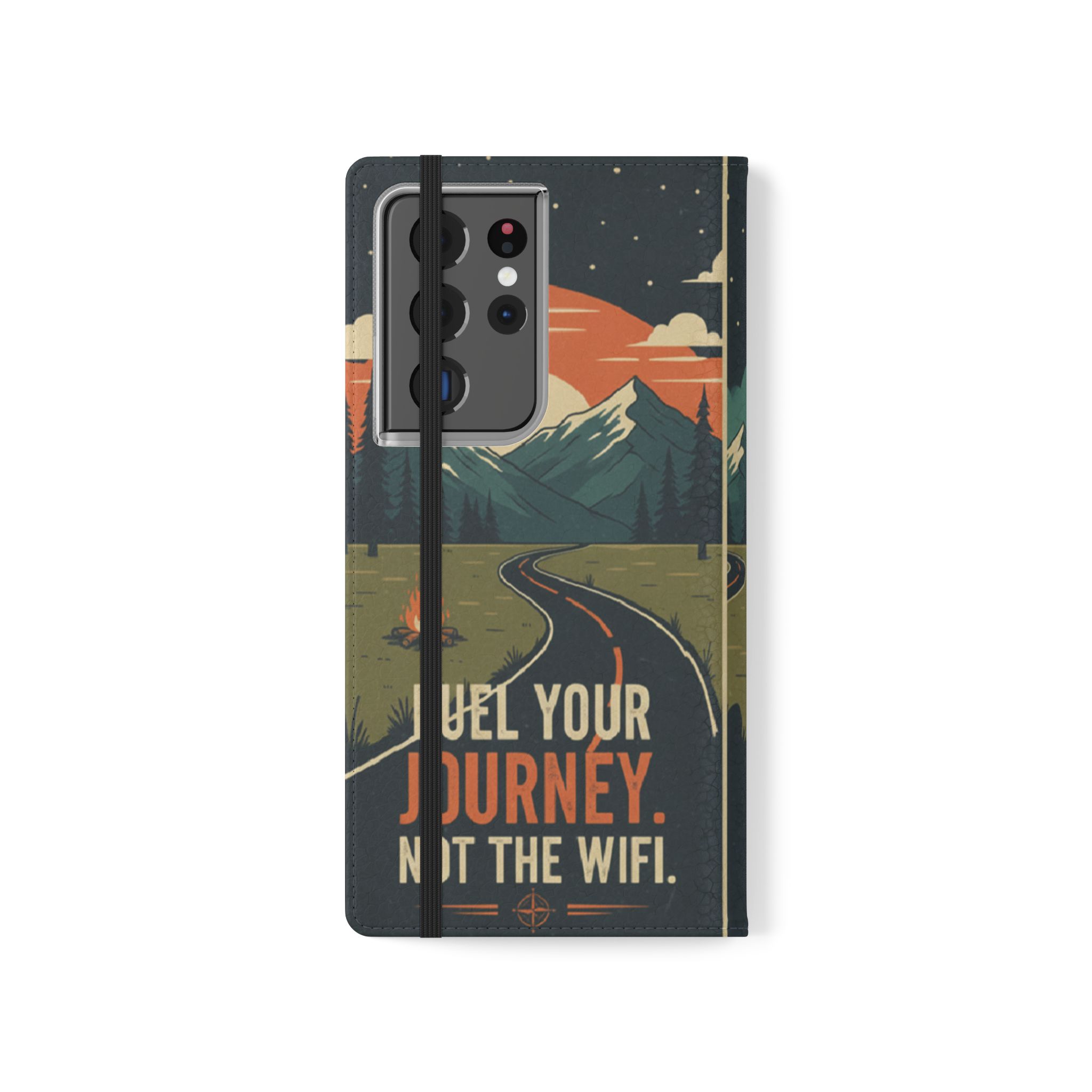 Flip Phone Case — "Fuel Your Journey, Not the Wifi" Wallet Cover