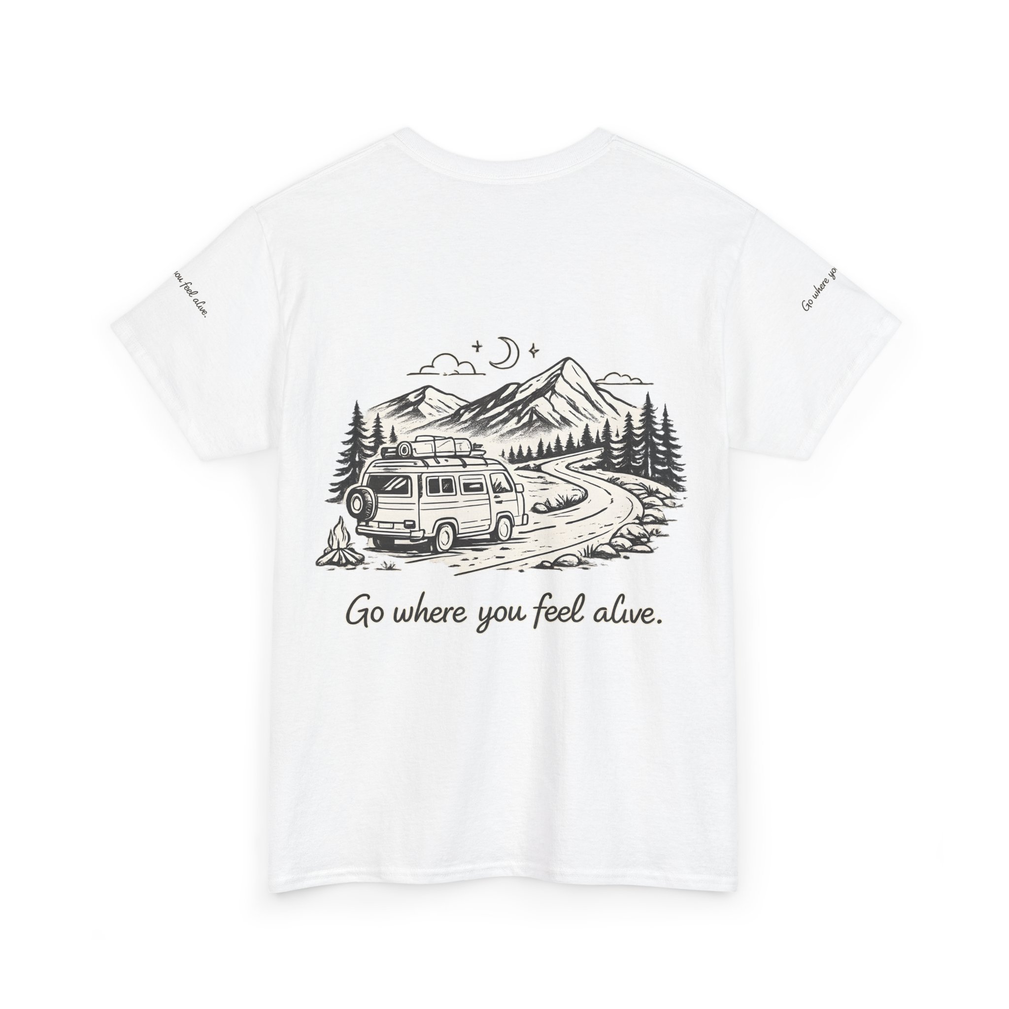 Unisex Heavy Cotton Tee — "Go Where You Feel Alive" Design Minimal-Line
