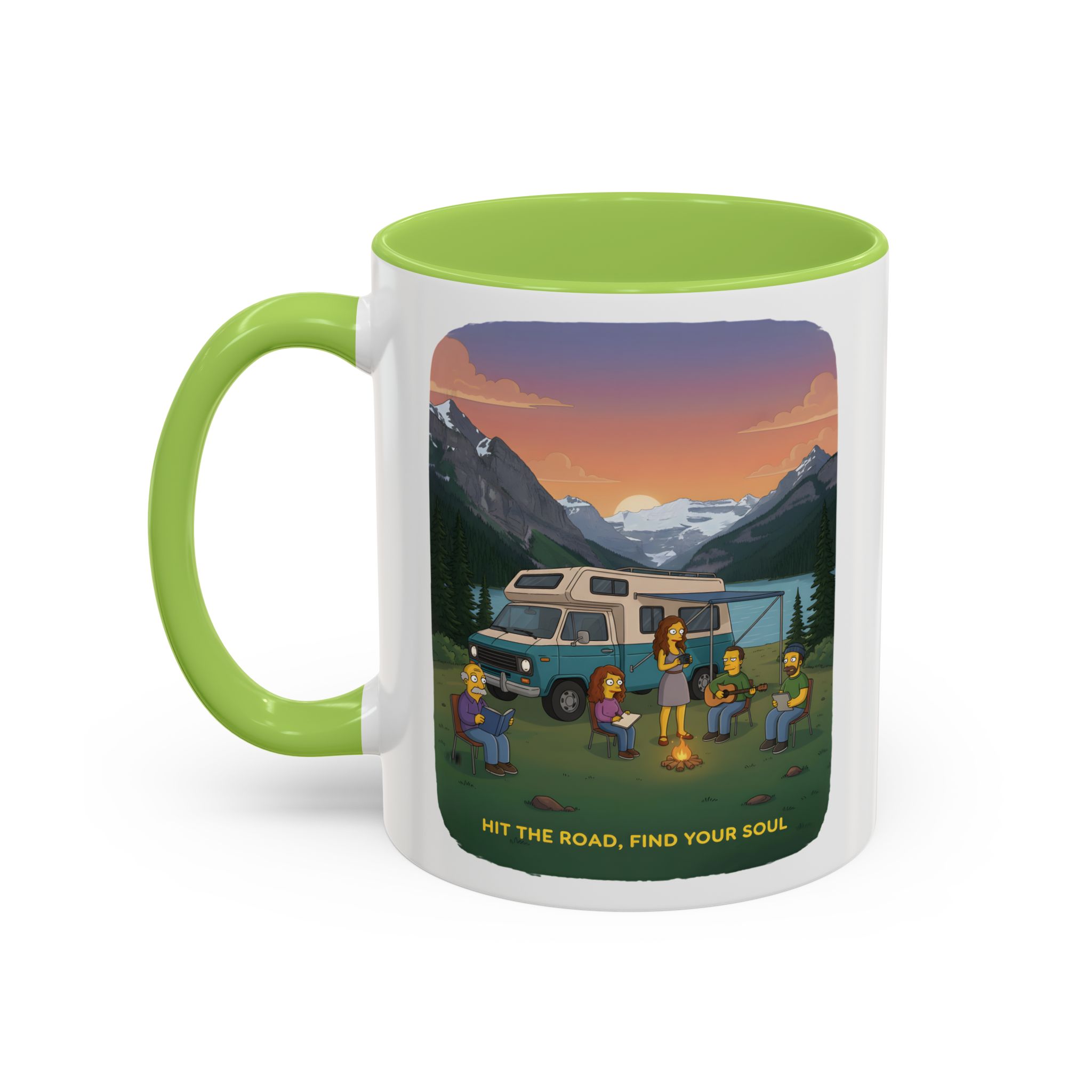 Accent Coffee Mug (11, 15oz) — "Hit The Road-Find Your Soul" Design Sitcom-Line