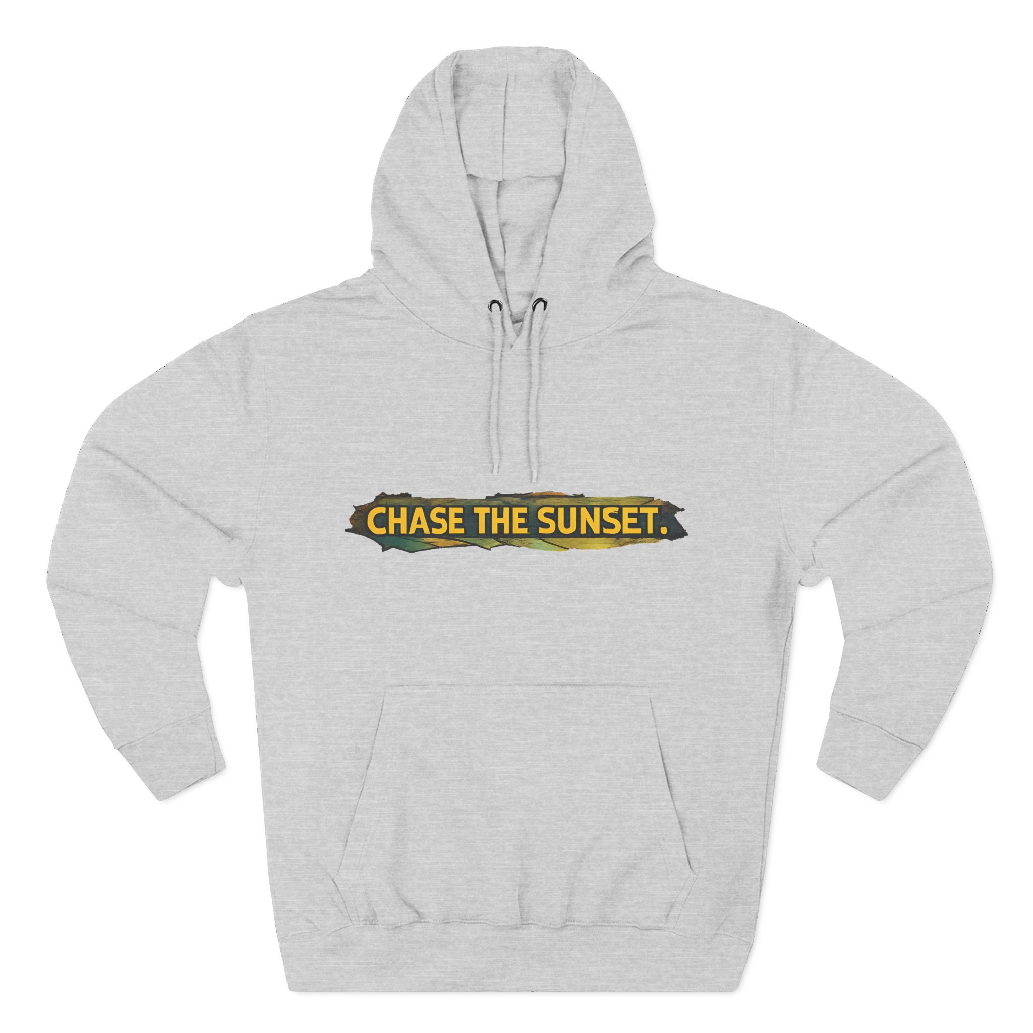 Three-Panel Fleece Hoodie - "Chase The Sunset" Design Cubic-Line