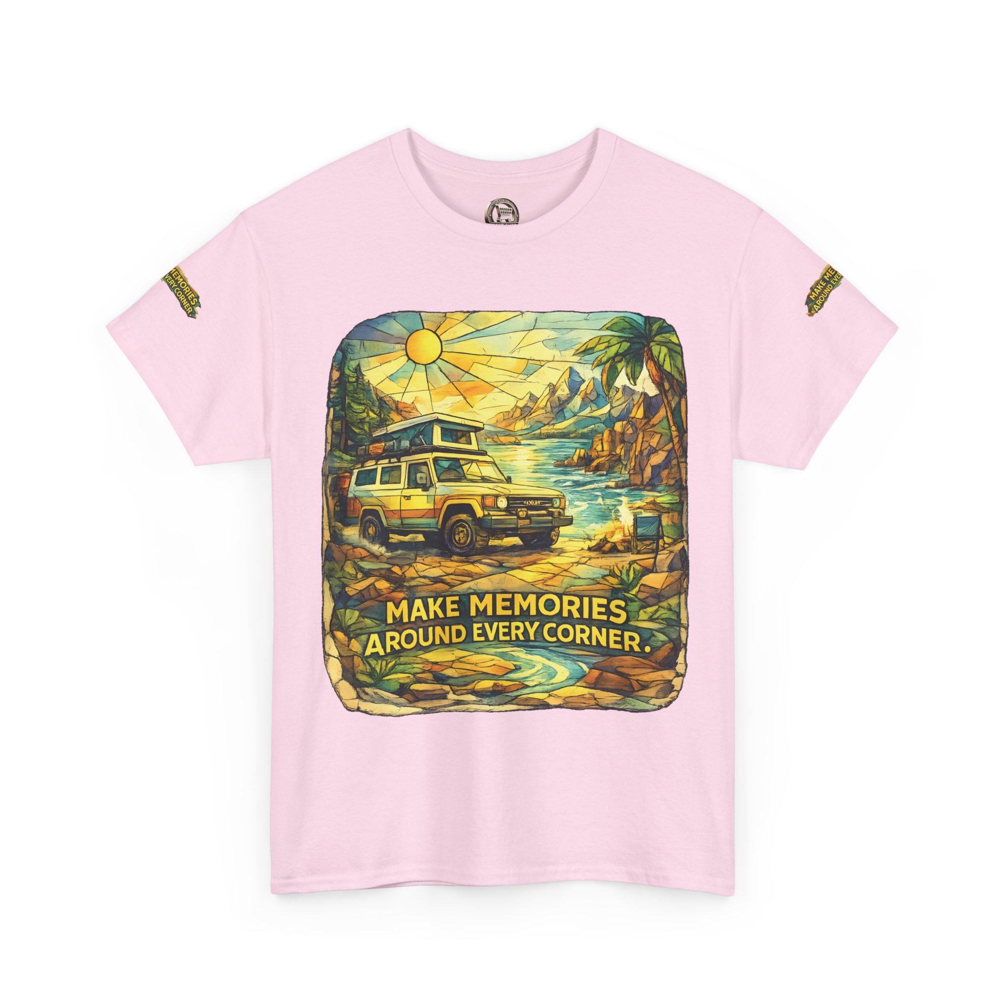 14259207182550583301_2048.jpeg Unisex Heavy Cotton Tee — "Make Memories Around Every Corner" Design Cubic-Line