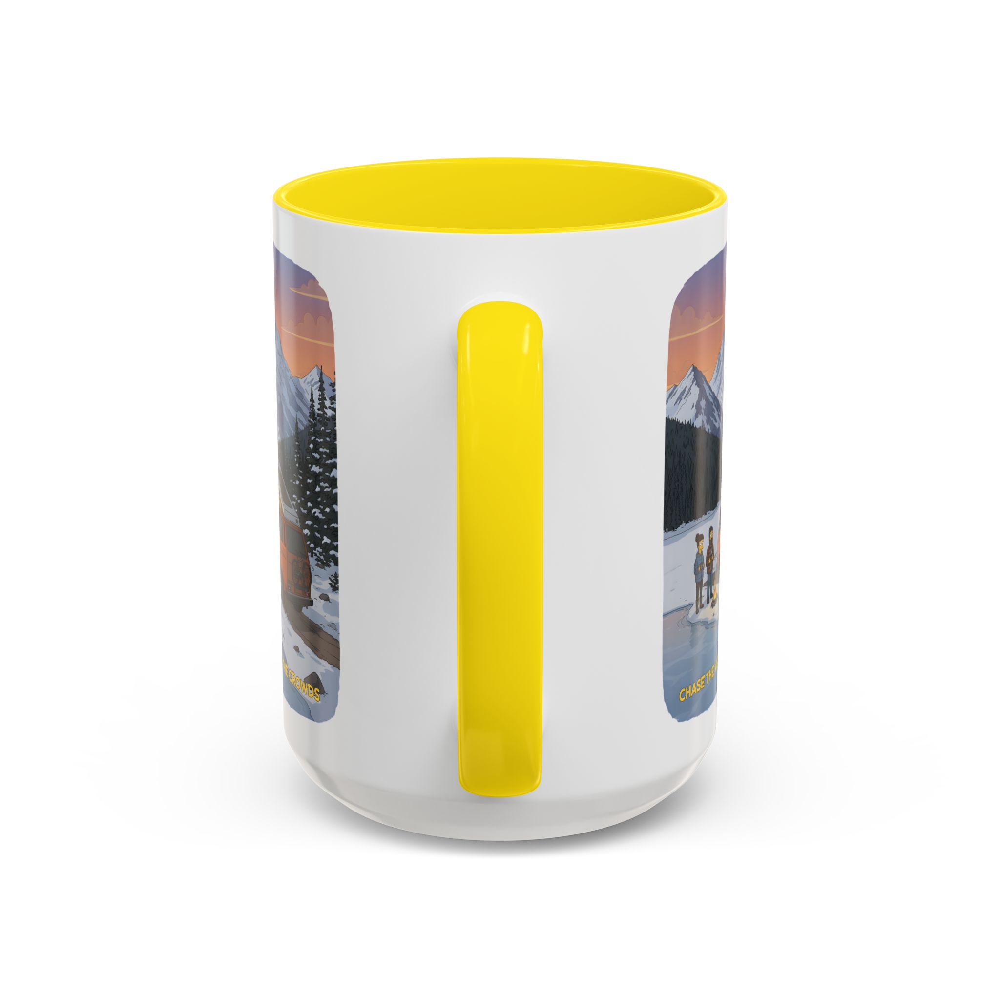 Accent Coffee Mug (11, 15oz) — "Chase The Views-Not The Crowds"" Design Sitcom-Line