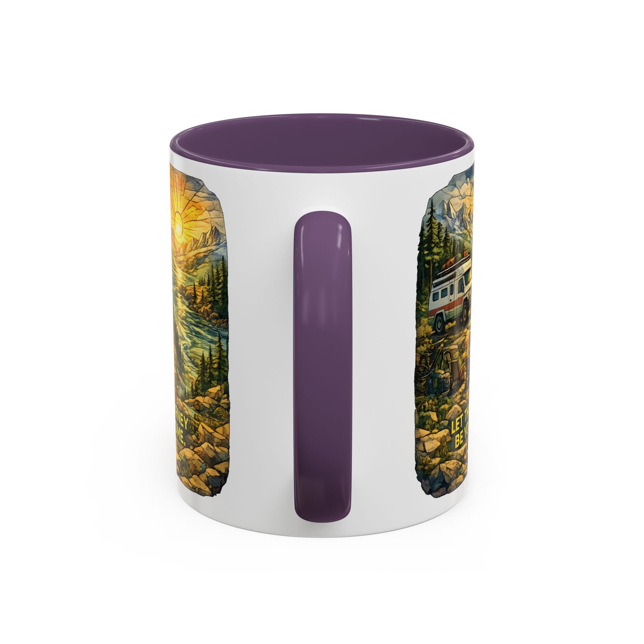 Accent Coffee Mug (11, 15oz) — "Let The Journey Be Your Home" Design Cubic-Line