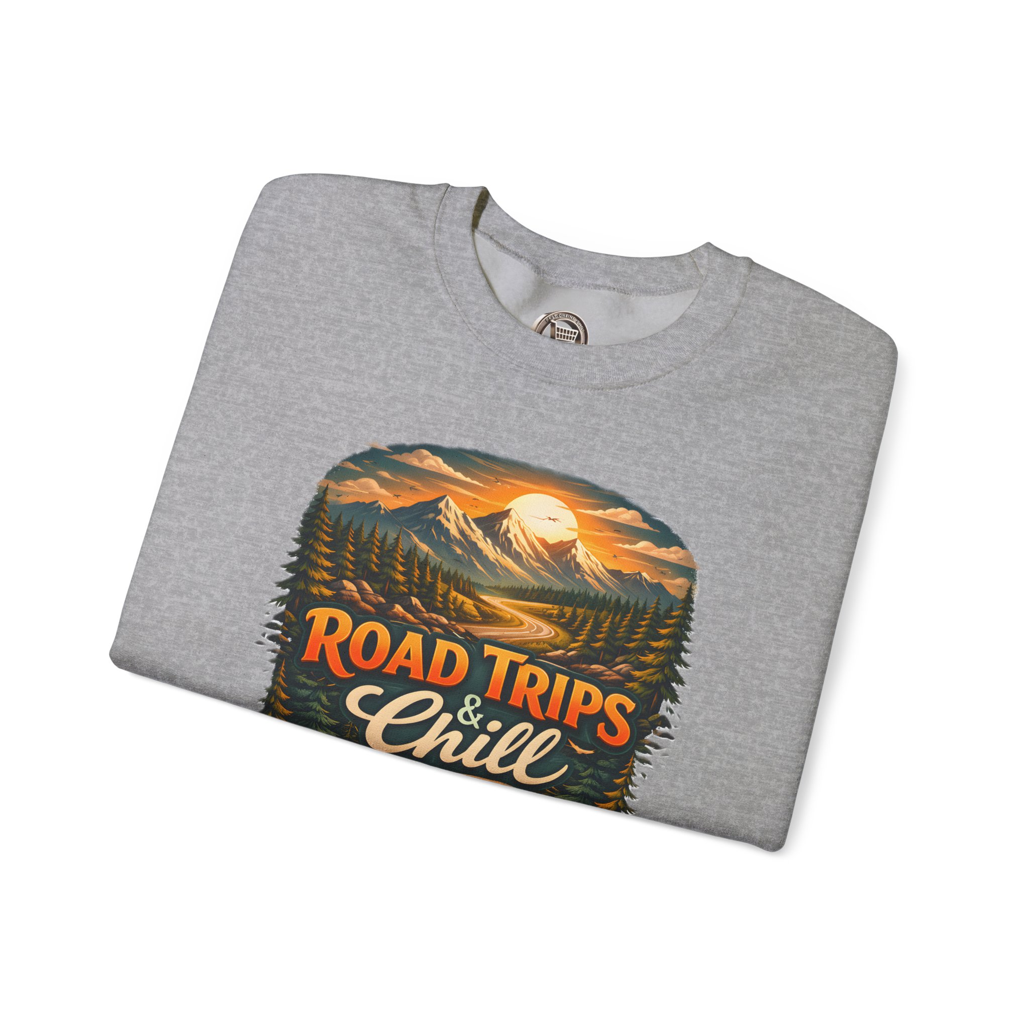 14263833718163315246_2048.jpeg Unisex Heavy Blend™ Crewneck Sweatshirt — "Road Trips & Chill" Design Scenic-Line