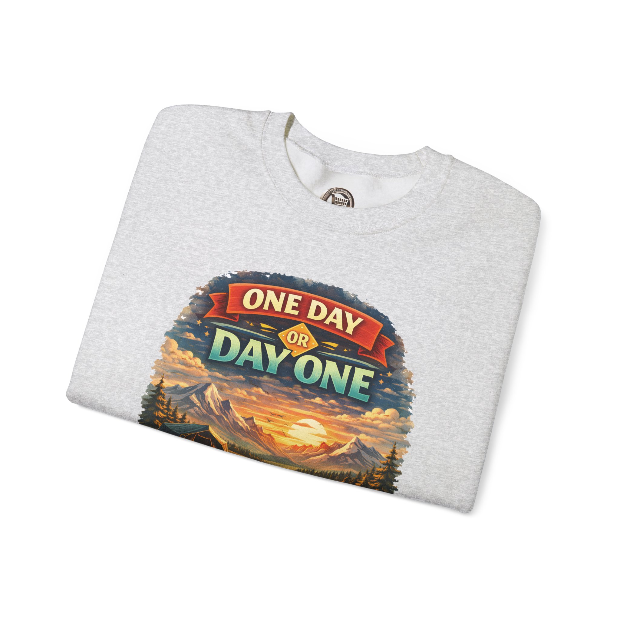 Unisex Heavy Blend™ Crewneck Sweatshirt — "One Day Or Day One" Design Scenic-Line