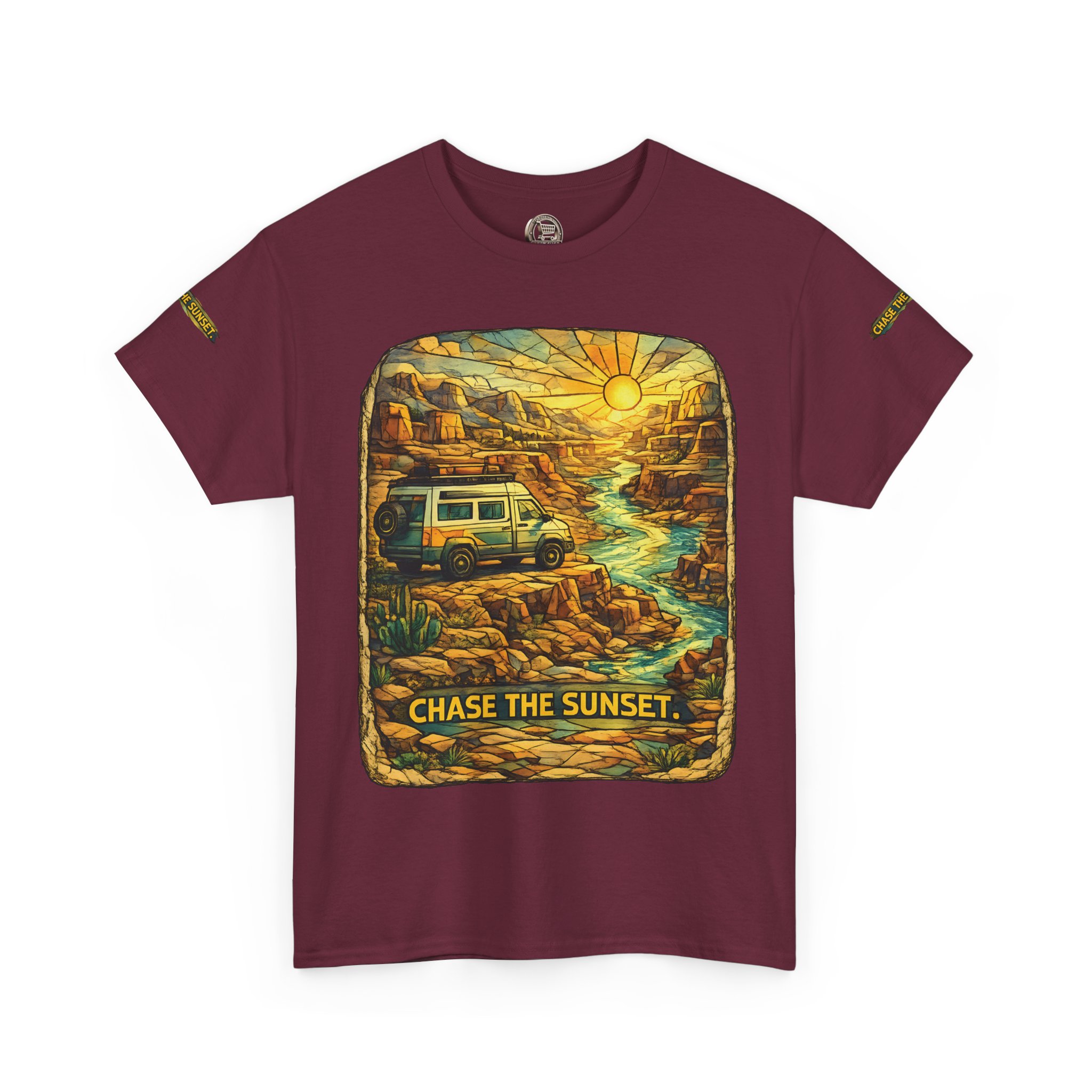 1427073685302098096_2048.jpeg Unisex Heavy Cotton Tee — "Chase The Sunset" Design Cubic-Line