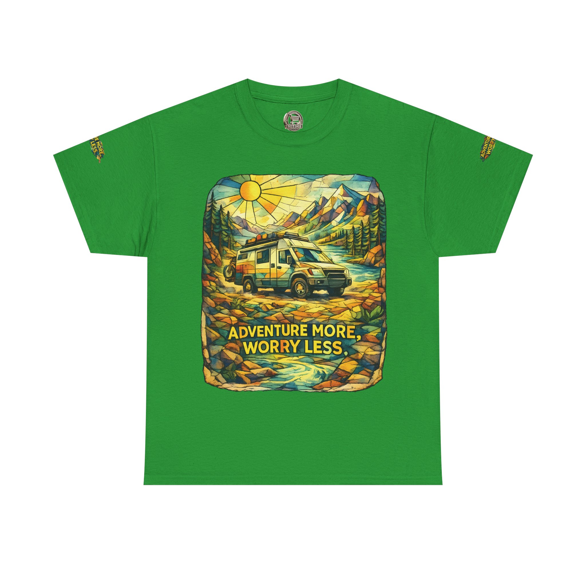 14270977039843938441_2048.jpeg Unisex Heavy Cotton Tee — "Adventure More Worry Less" Design Cubic-Line