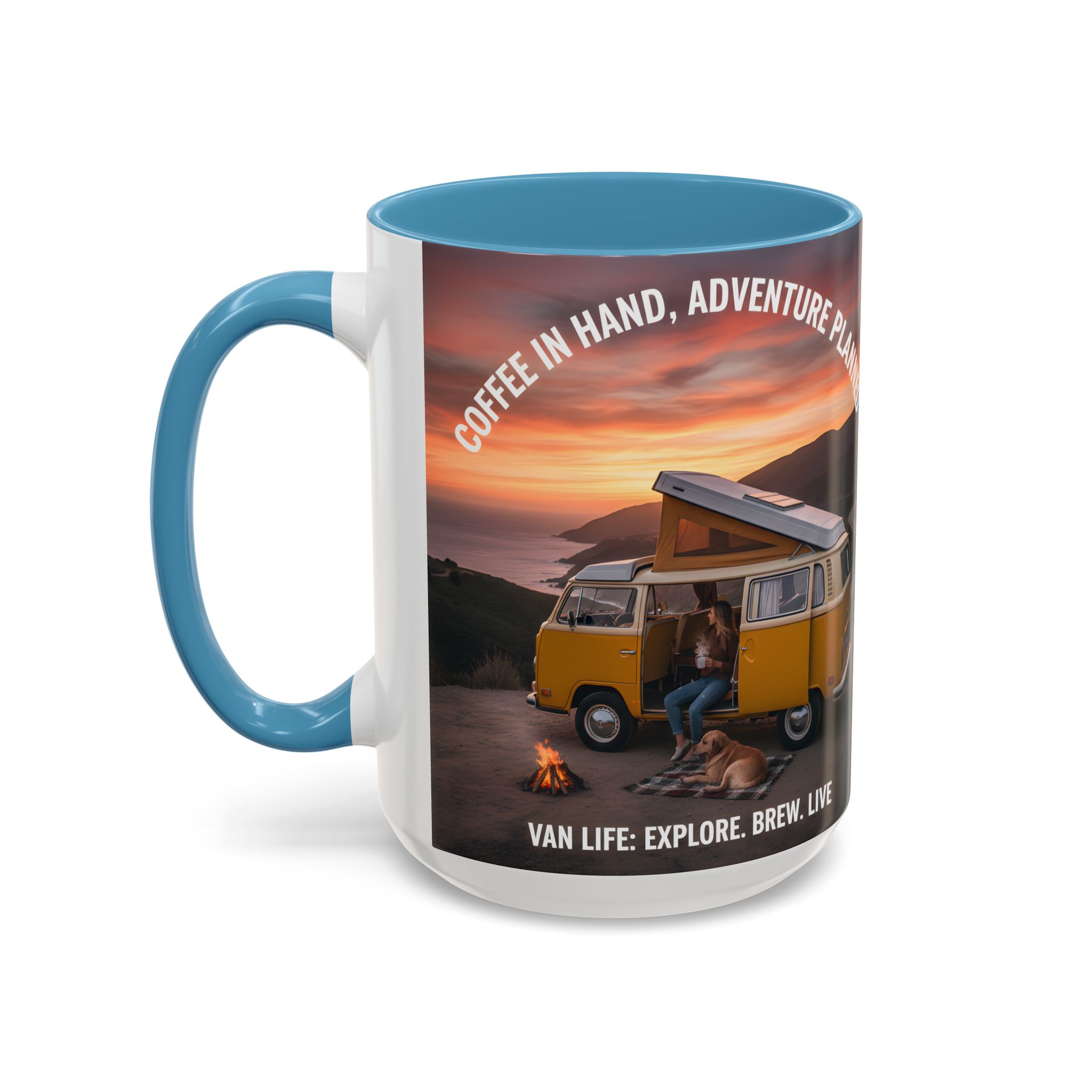 Accent Coffee Mug (11, 15oz) - "Coffee in Hand, Adventure Planned"