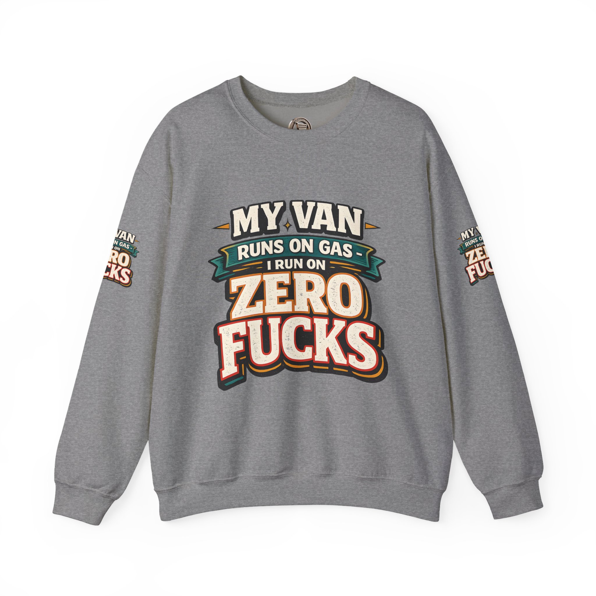Unisex Heavy Blend™ Crewneck Sweatshirt — "My Van Runs On Gas" Design F**K-Line