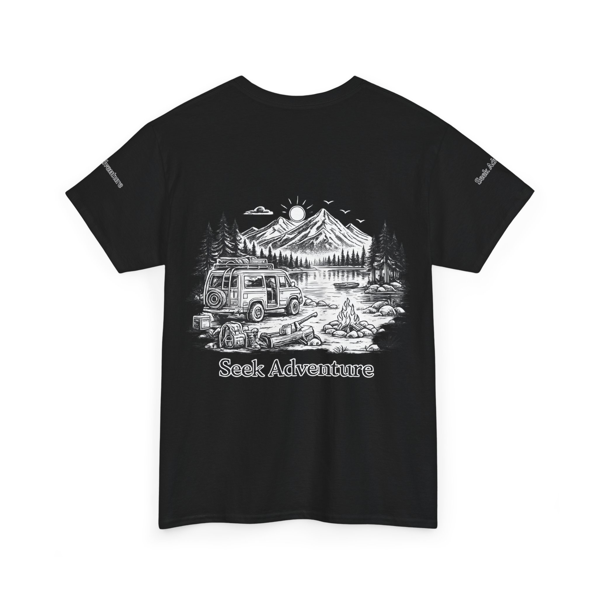 14277986547222215596_2048.jpeg Unisex Heavy Cotton Tee — "Seek Adventure" Design Minimal-Line