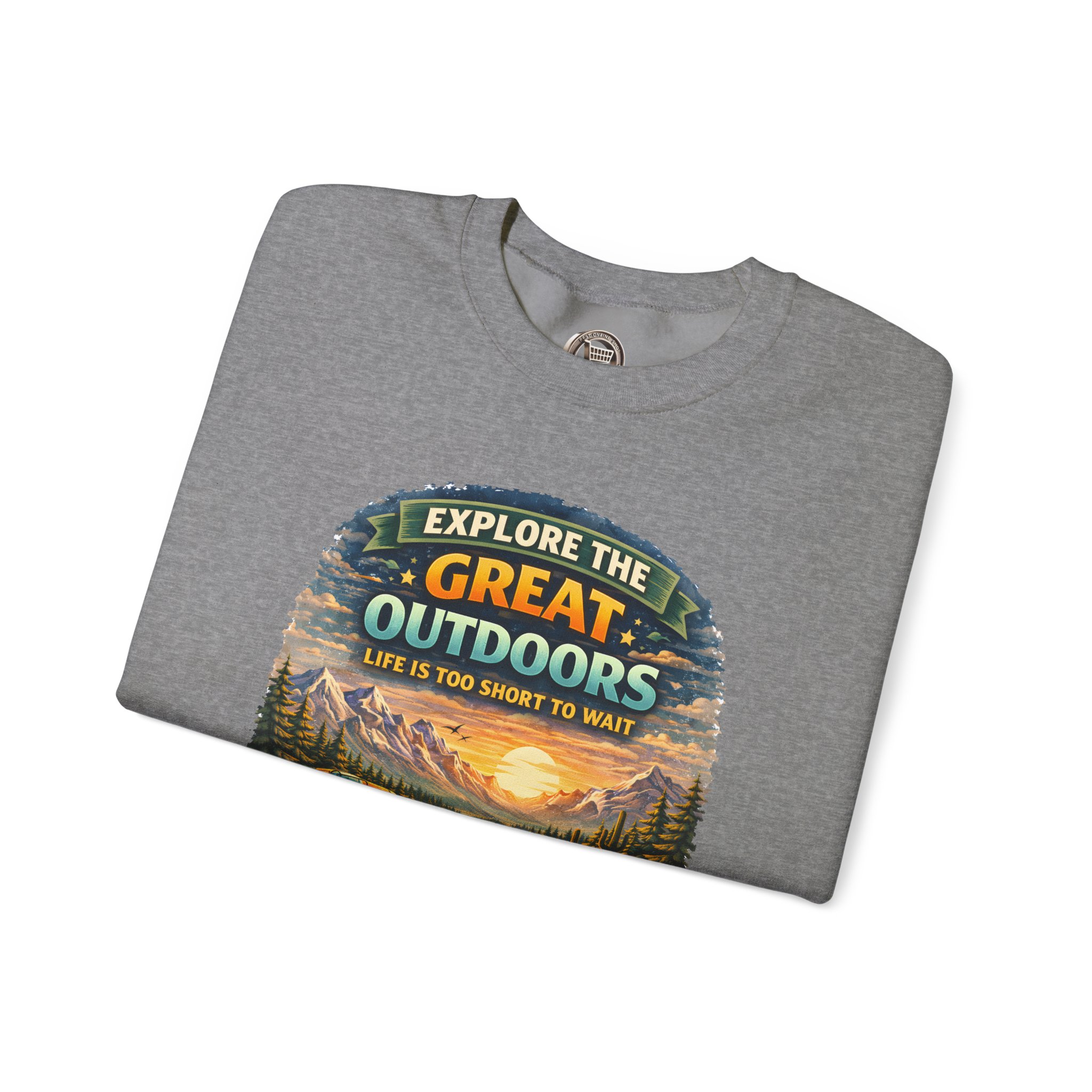 Unisex Heavy Blend™ Crewneck Sweatshirt — "Explore The Great Outdoors" Design Scenic-Line