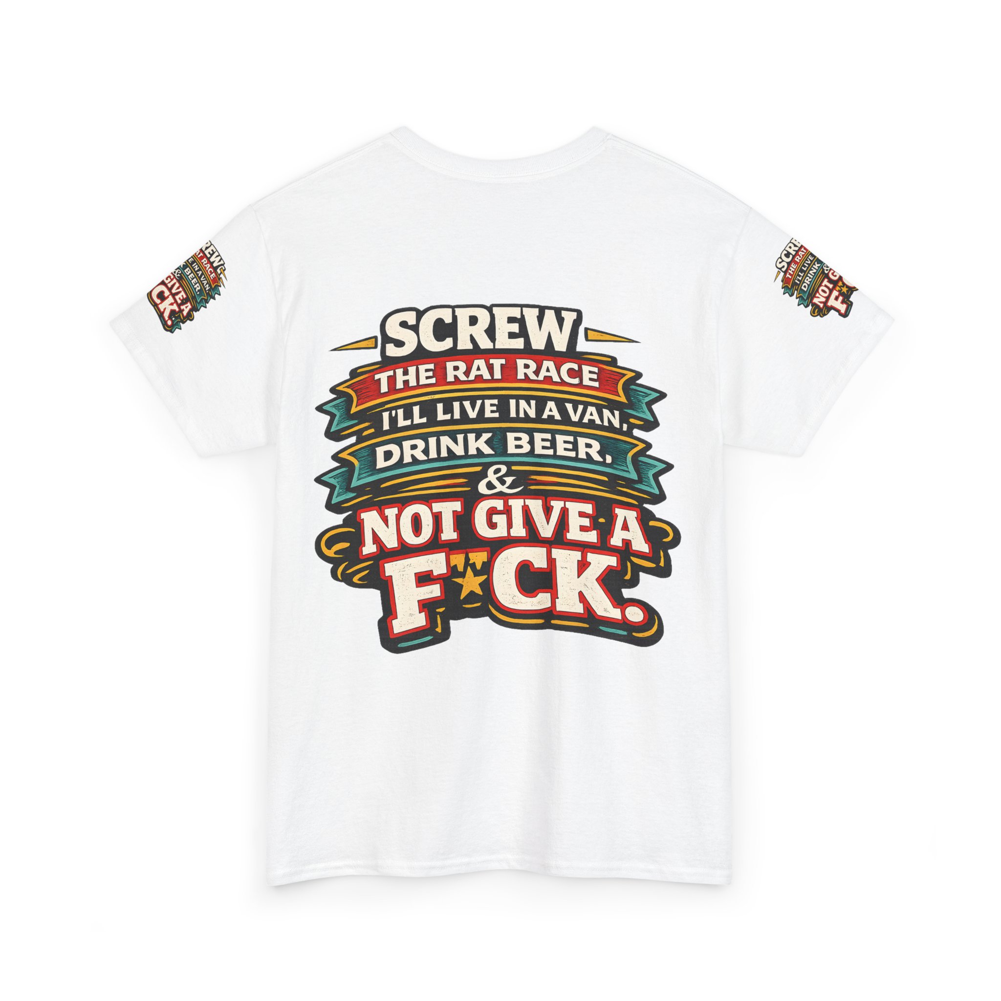 Unisex Heavy Cotton Tee — "Screw The Rat Race" Design F**K-Line
