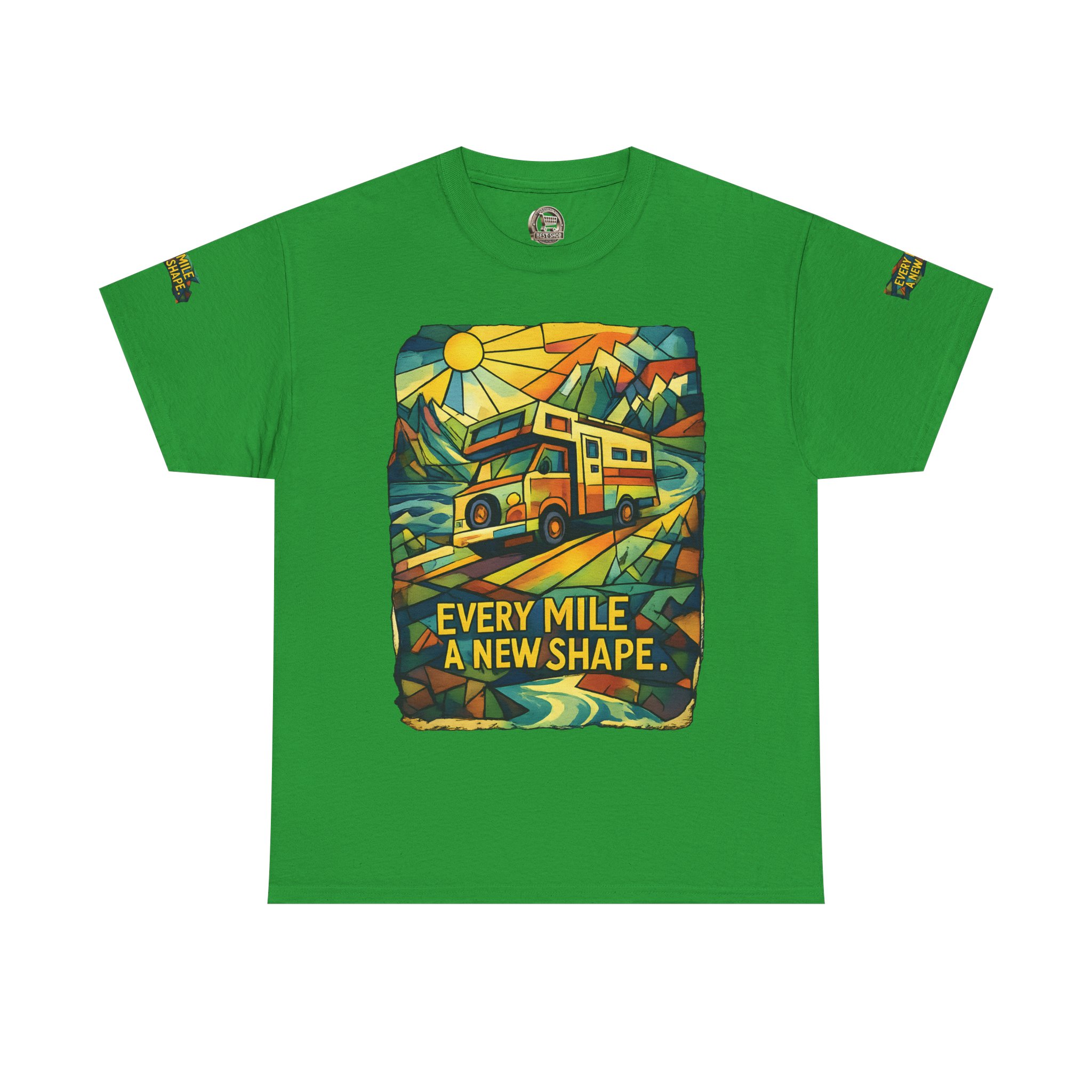 Unisex Heavy Cotton Tee — "Every Mile A New Shape" Design Cubic-Line