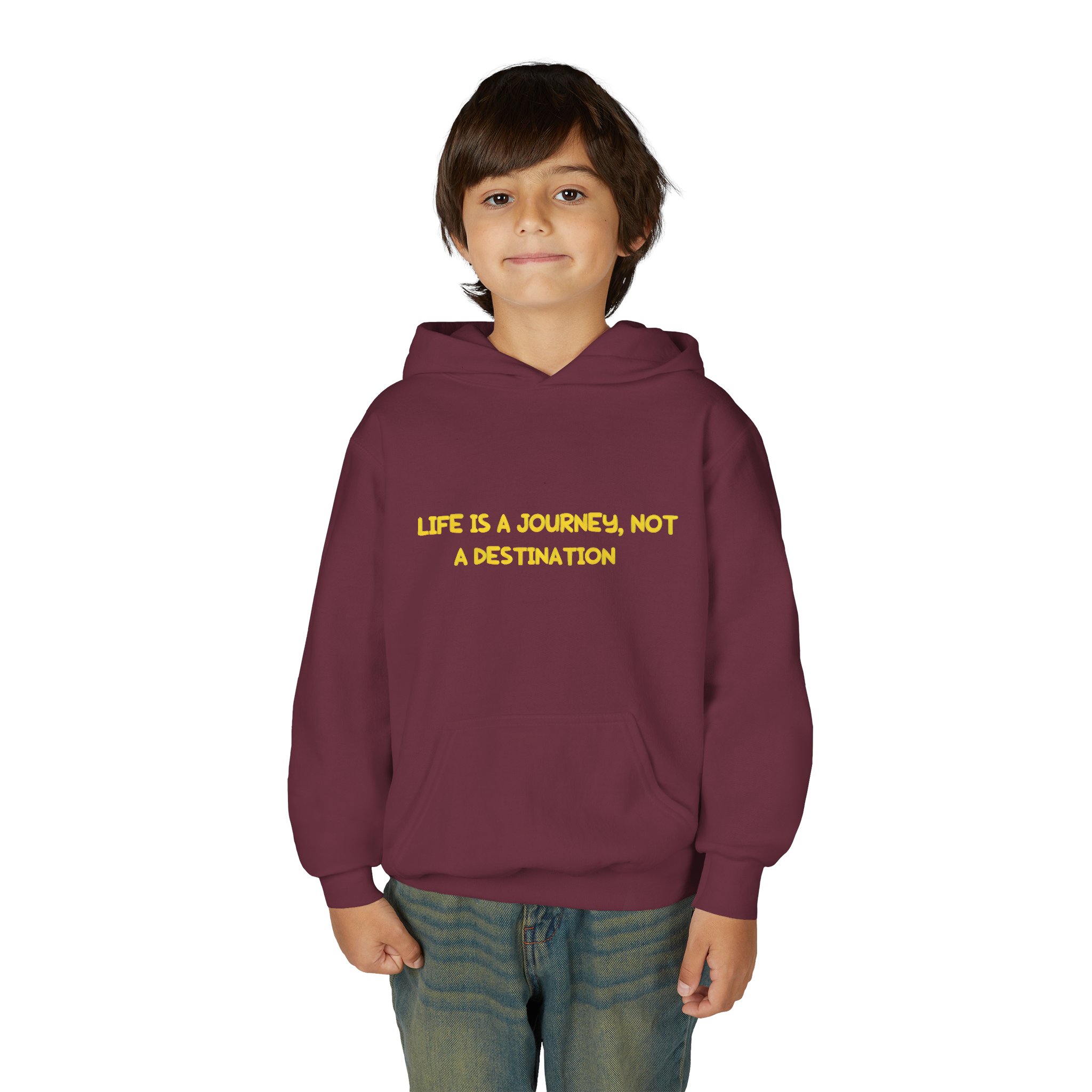 Youth Hoodie(Gildan) – "Life Is A Journey-Not A Destination" (Design Sitcom-Line)