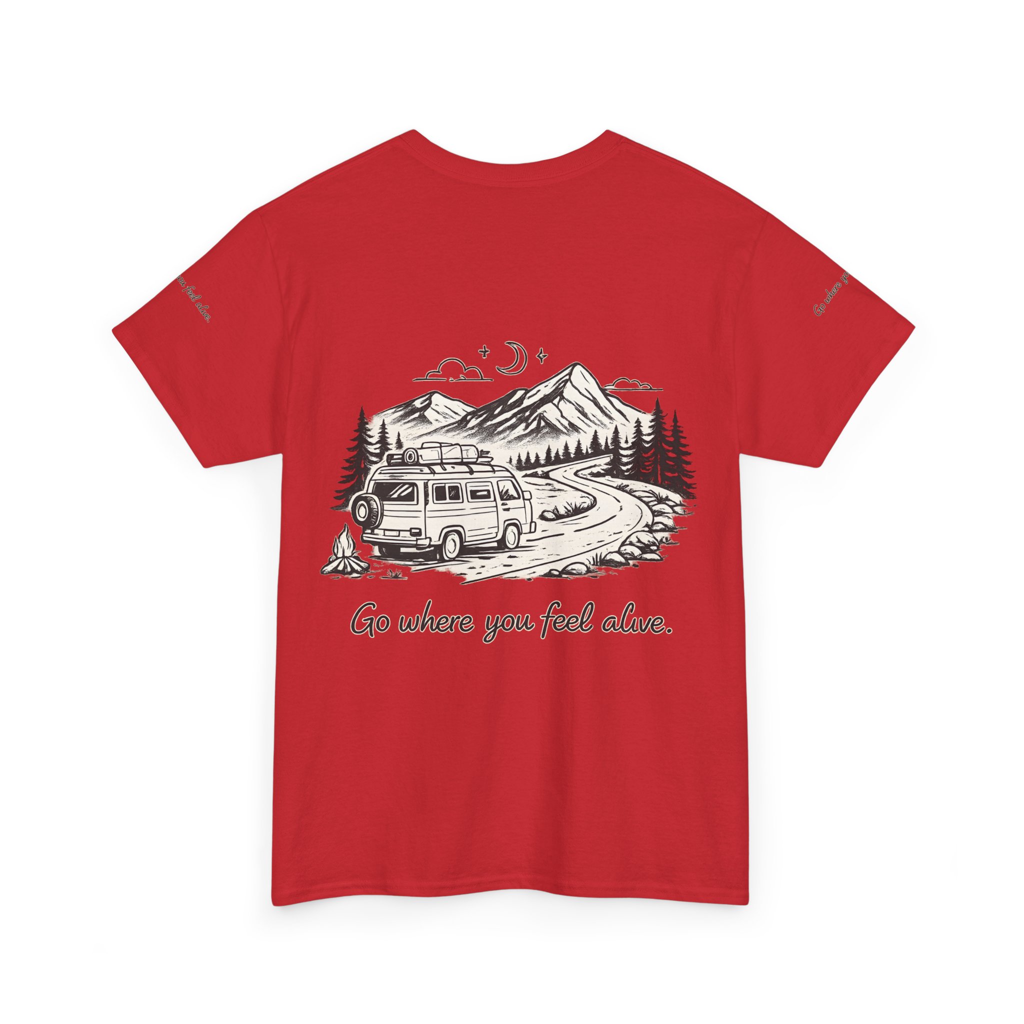 Unisex Heavy Cotton Tee — "Go Where You Feel Alive" Design Minimal-Line