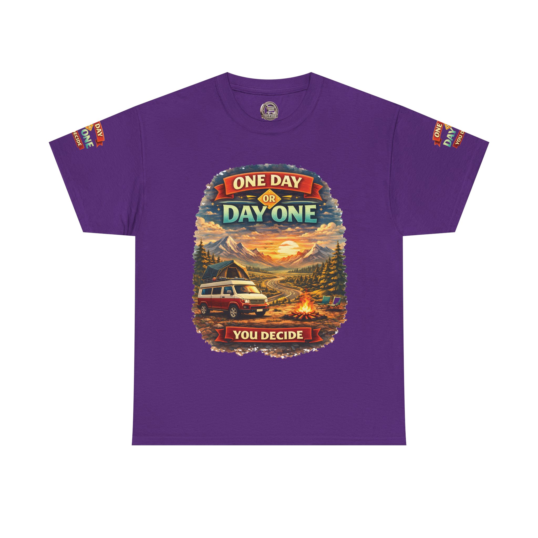 14288085782698256698_2048.jpeg Unisex Heavy Cotton Tee — "One Day Or Day One" Design Scenic-Line