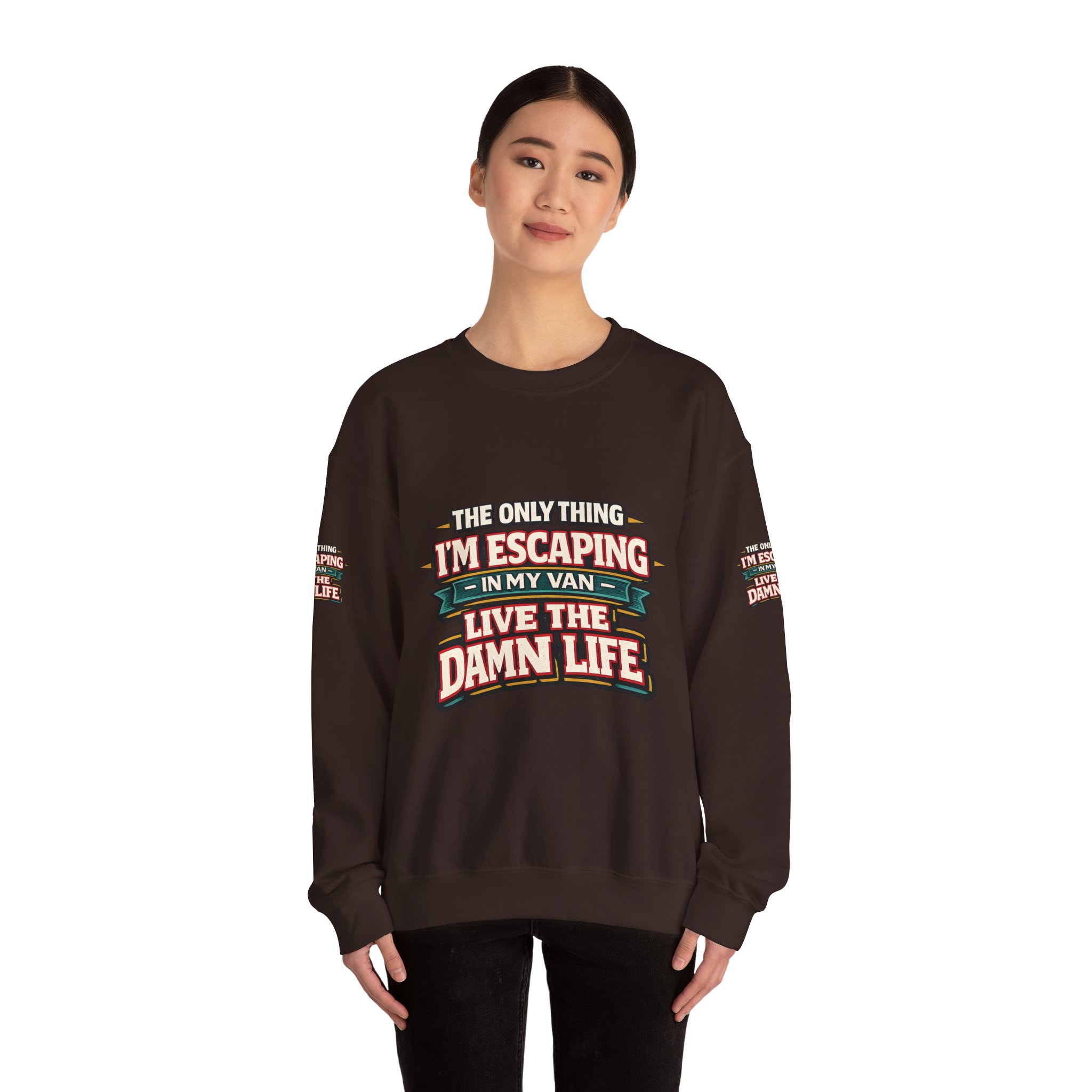 Unisex Heavy Blend™ Crewneck Sweatshirt — "The Only Thing I´m Escaping" Design F**K-Line
