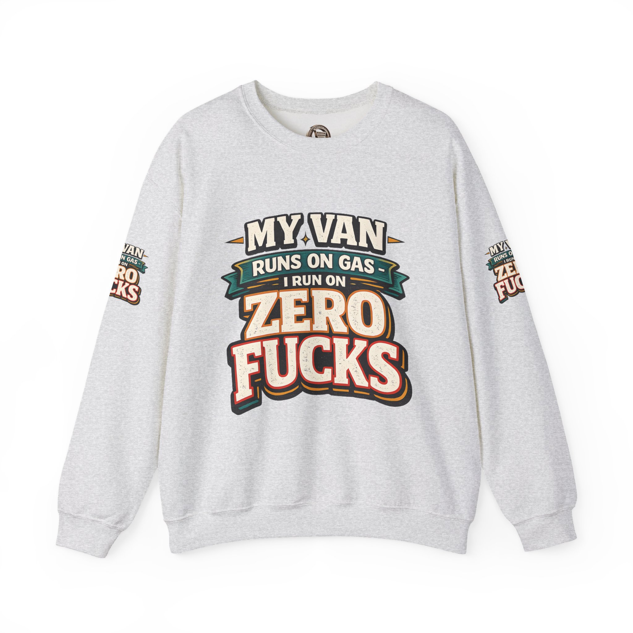 Unisex Heavy Blend™ Crewneck Sweatshirt — "My Van Runs On Gas" Design F**K-Line