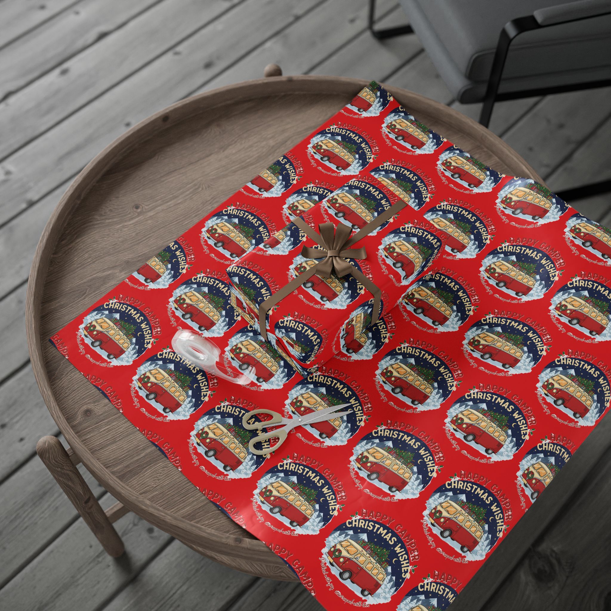 Christmas Camper Wrapping Paper - Retro RV Holiday Gift Wrap
