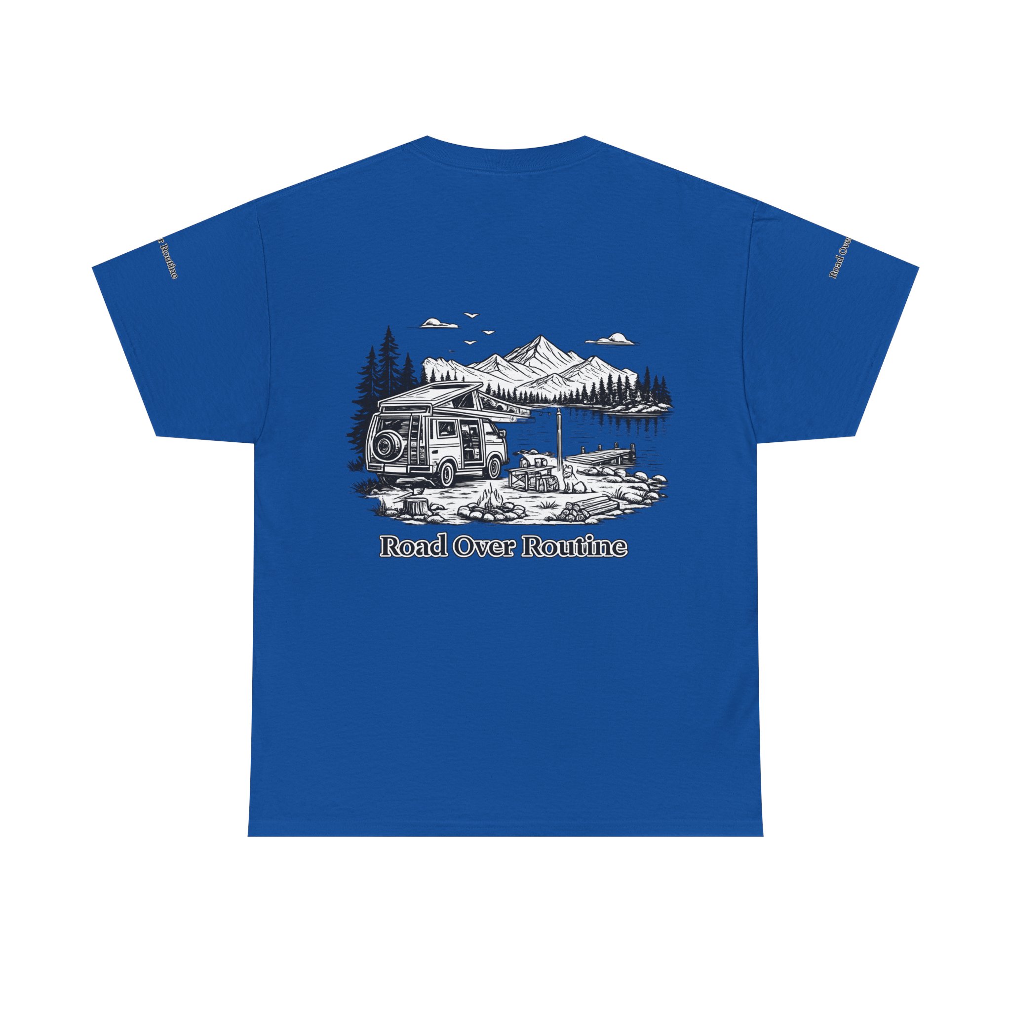 Unisex Heavy Cotton Tee — "Road Over Routine" Design Minimal-Line