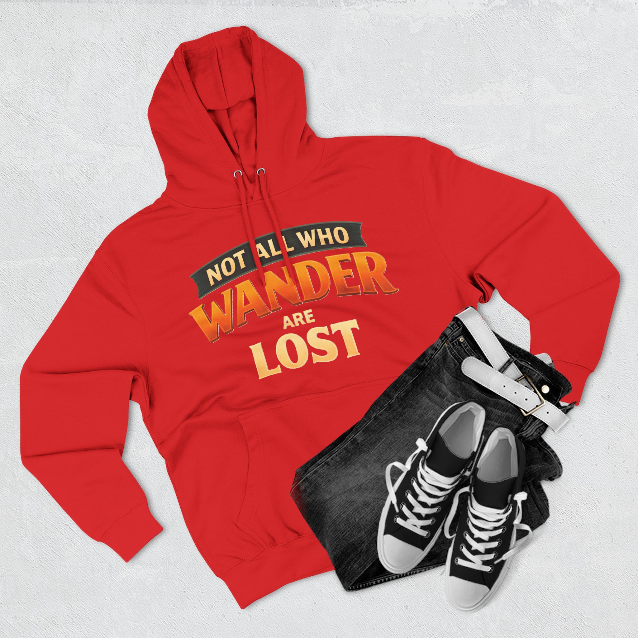 Three-Panel Fleece Hoodie - "Not All Who Wander Are Lost" Design Scenic-Line